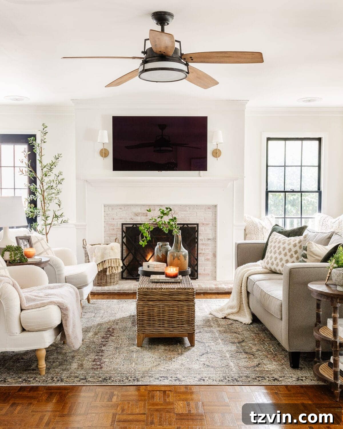 My Favorite Winter Living Room Touches 2 A beautifully styled living room featuring cozy winter decor elements. Soft lighting, warm textiles, and natural touches create an inviting atmosphere.