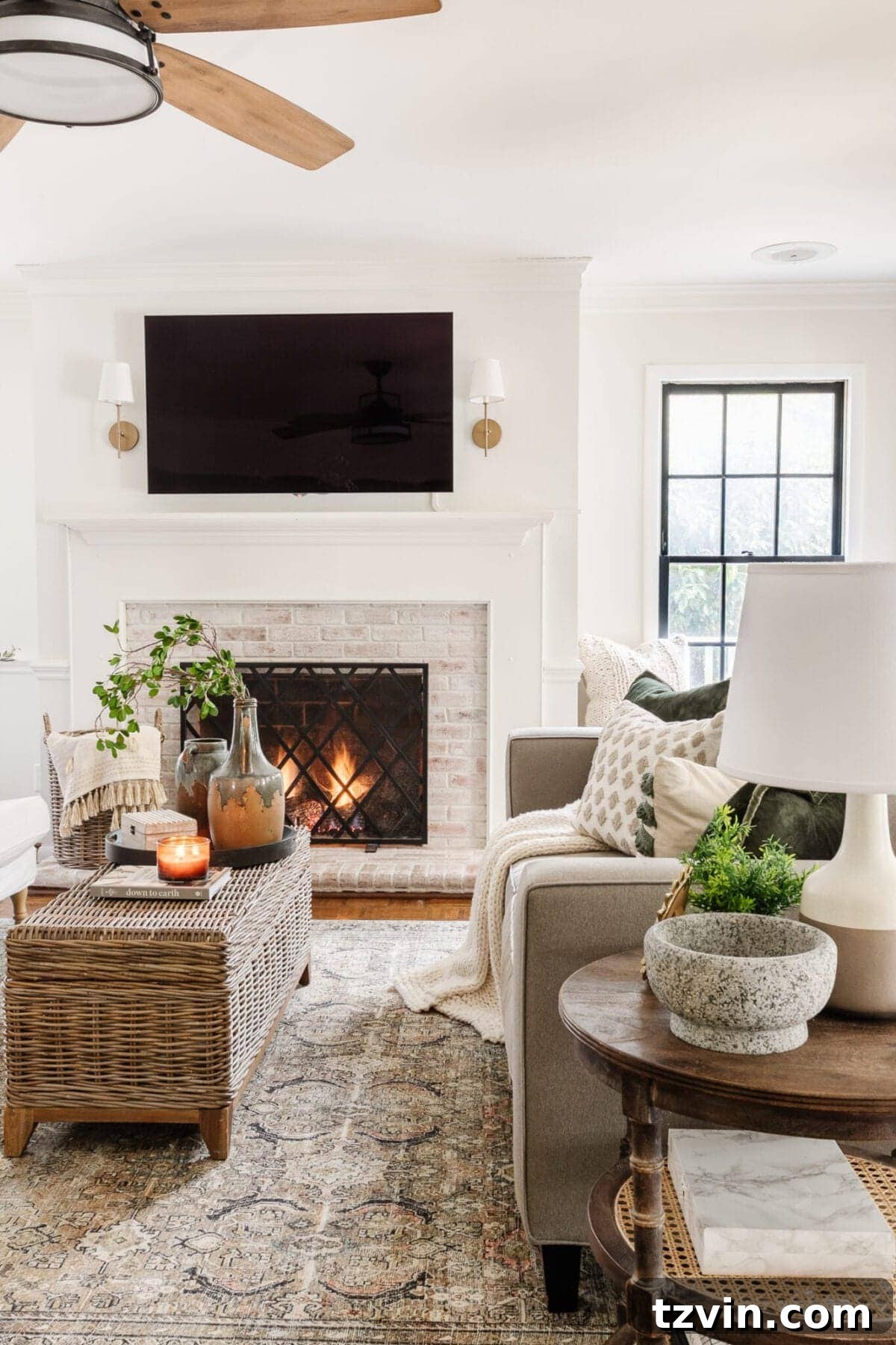 My Favorite Winter Living Room Touches 10 Living room decor highlighting various textures like wood, ceramics, and woven elements, creating an inviting space.