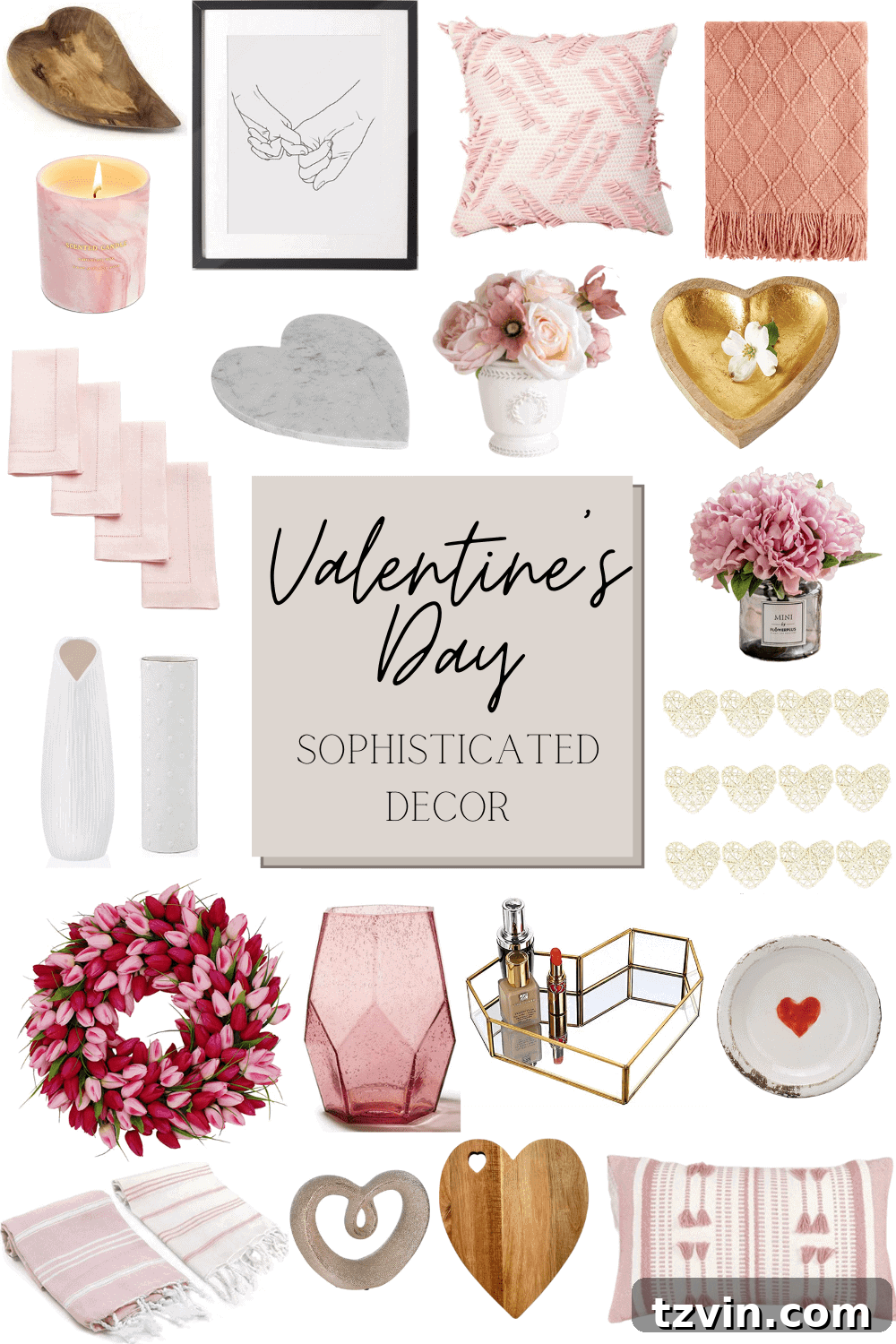 Curated Valentine's Day Elegance 8 A curated selection of sophisticated and versatile Valentine's Day decor items.