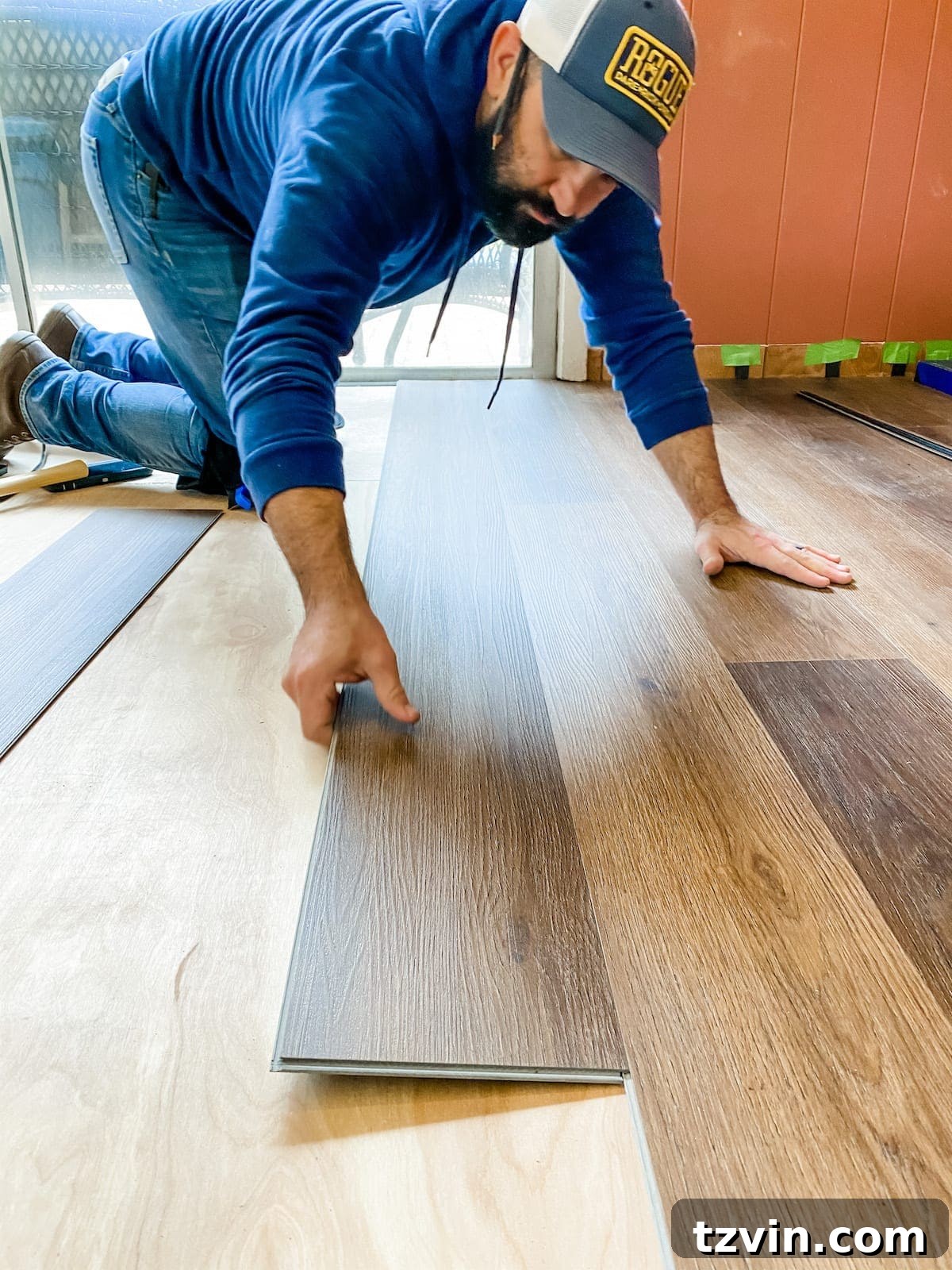 Mastering Luxury Vinyl Plank Installation 20 detailed view of how to install luxury vinyl plank flooring by engaging the click-lock system