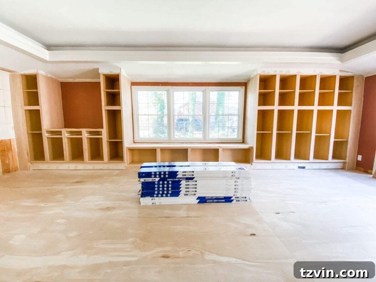 Custom Cabinetry and Window Bench Construction 4 Almost Finished Built-In Cabinets