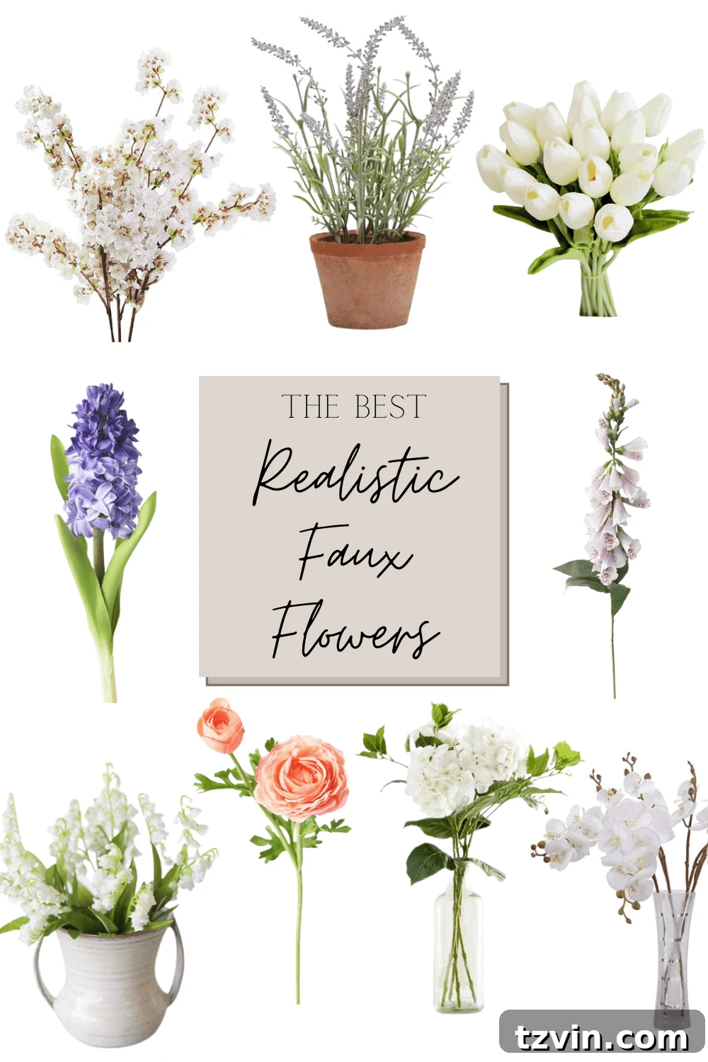 Always in Bloom: Spring and Summer Faux Flowers 2 A beautiful arrangement of realistic faux flowers in a vase, perfectly styled to bring spring indoors.