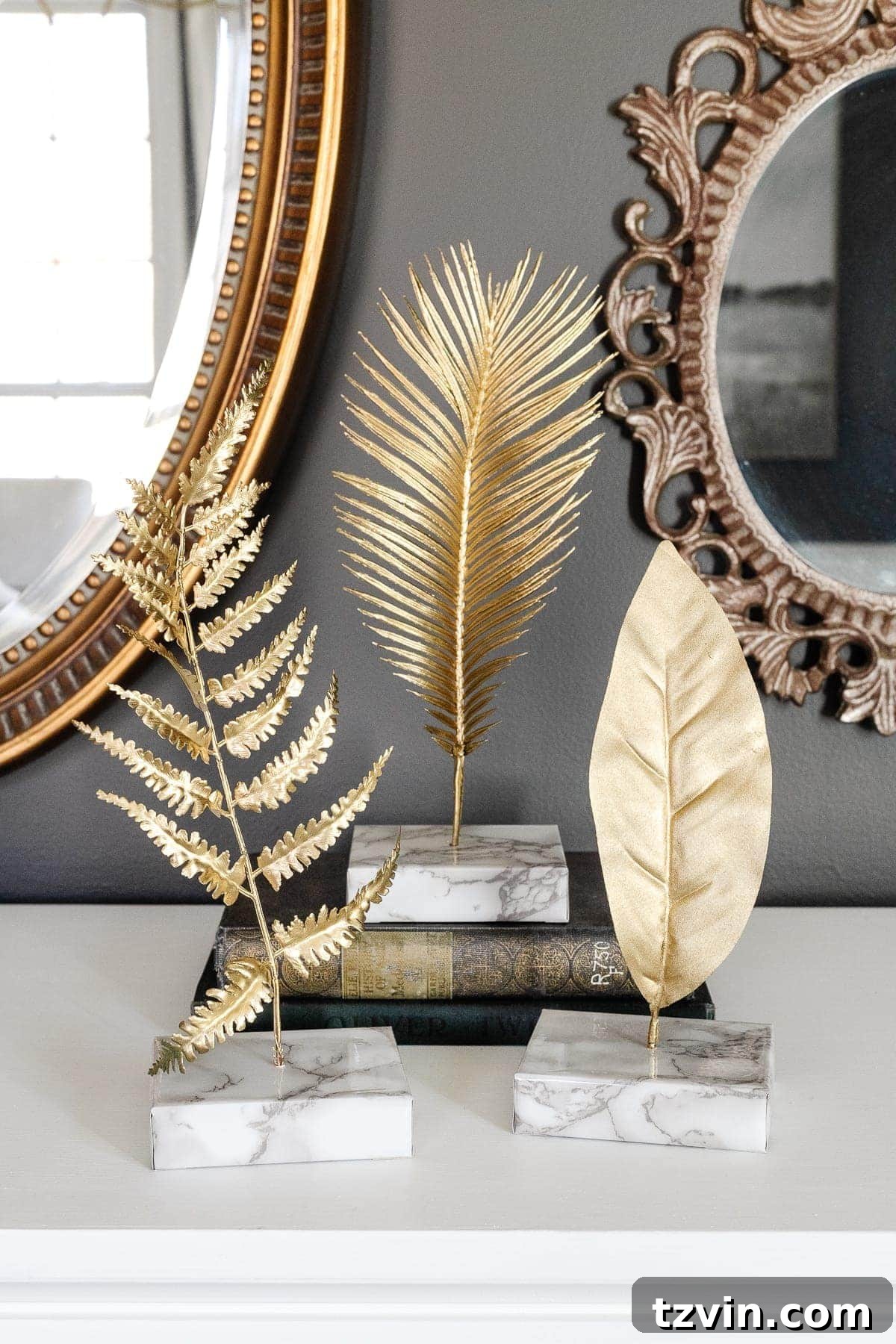 Luxe for Less: DIY Gilded Designer Sculpture 7 DIY Gold Leaf Sculpture in Faux Marble Blocks
