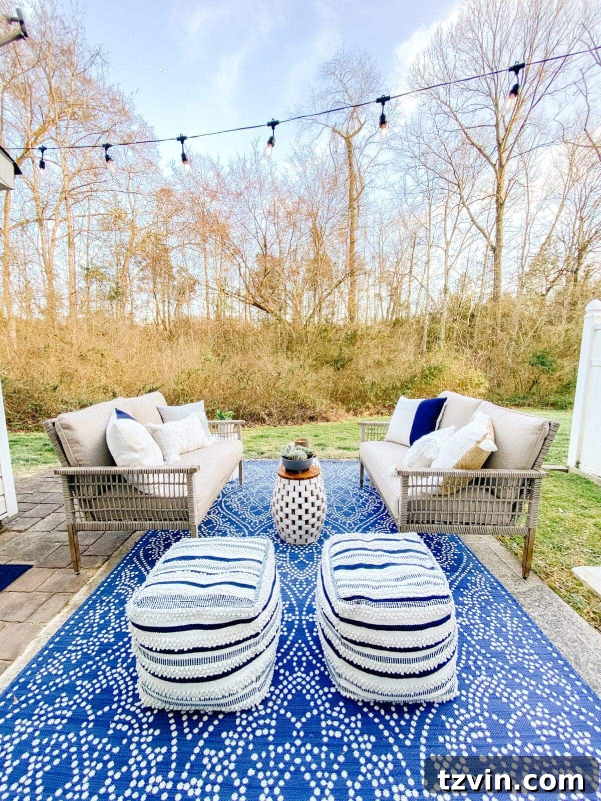 backyard DIY patio on a budget behind a townhouse