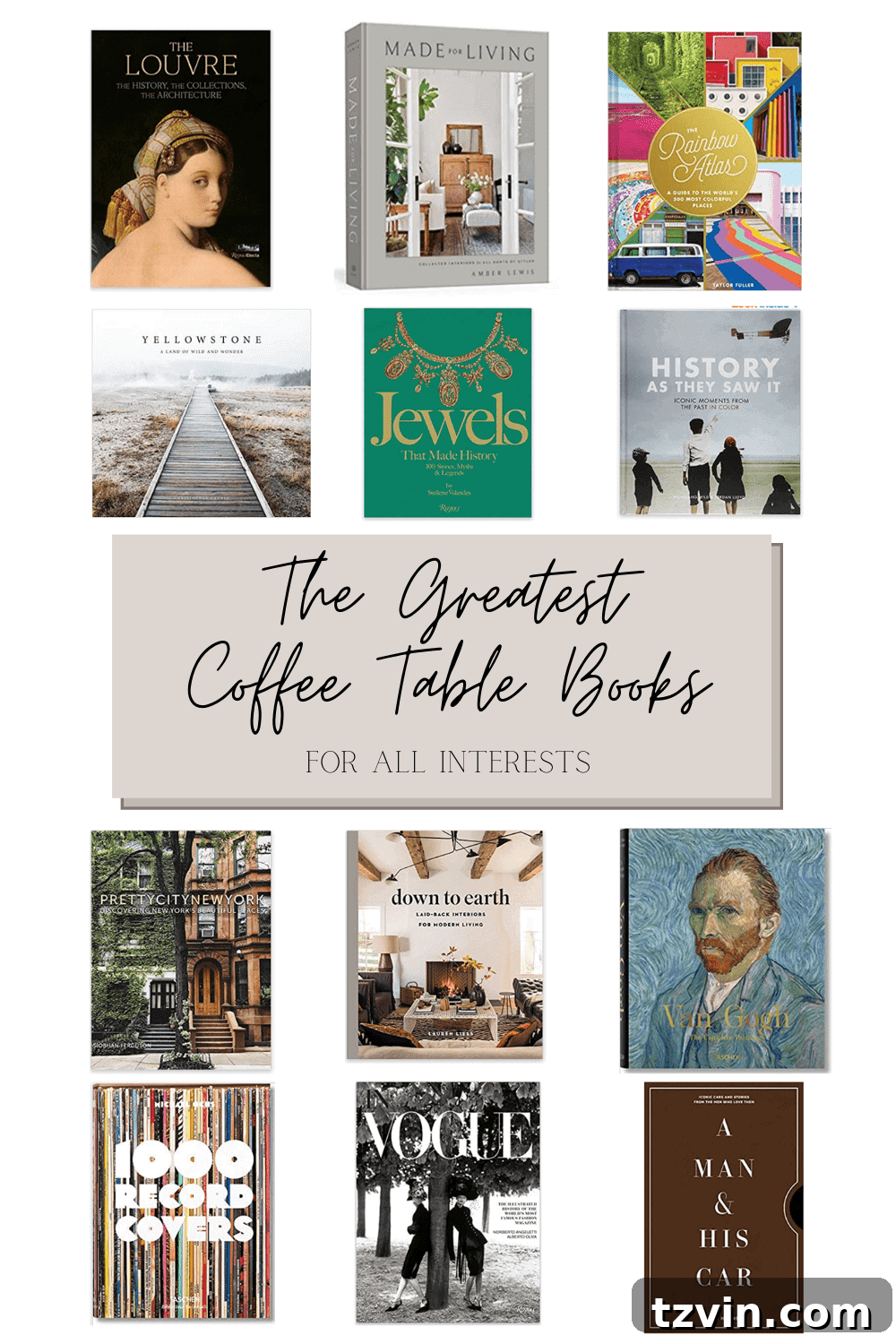 Curated Coffee Table Collections for Every Passion 5 A diverse collection of over 50 coffee table books spanning categories like art, travel, design, and history, inviting readers to explore various interests