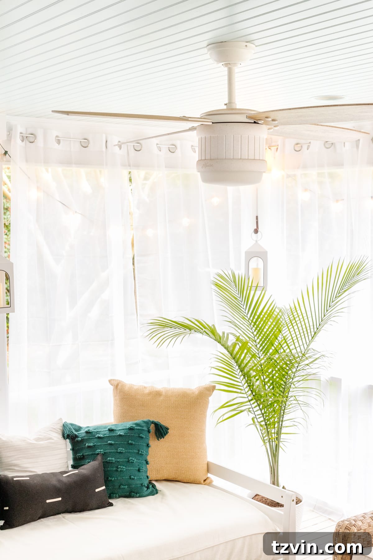 outdoor ceiling fan on a back porch