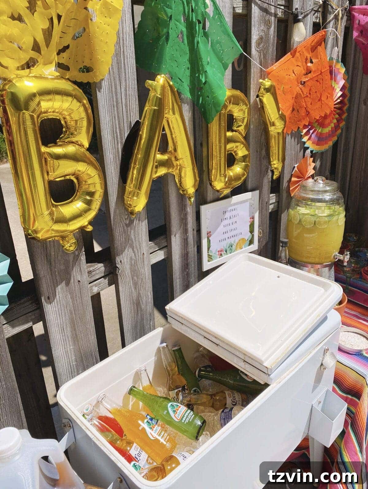 Make Your Baby Shower a Fiesta to Remember 16 Margarita mocktail recipe & Jarritos Mexican soda, Corona beer station for fiesta baby shower