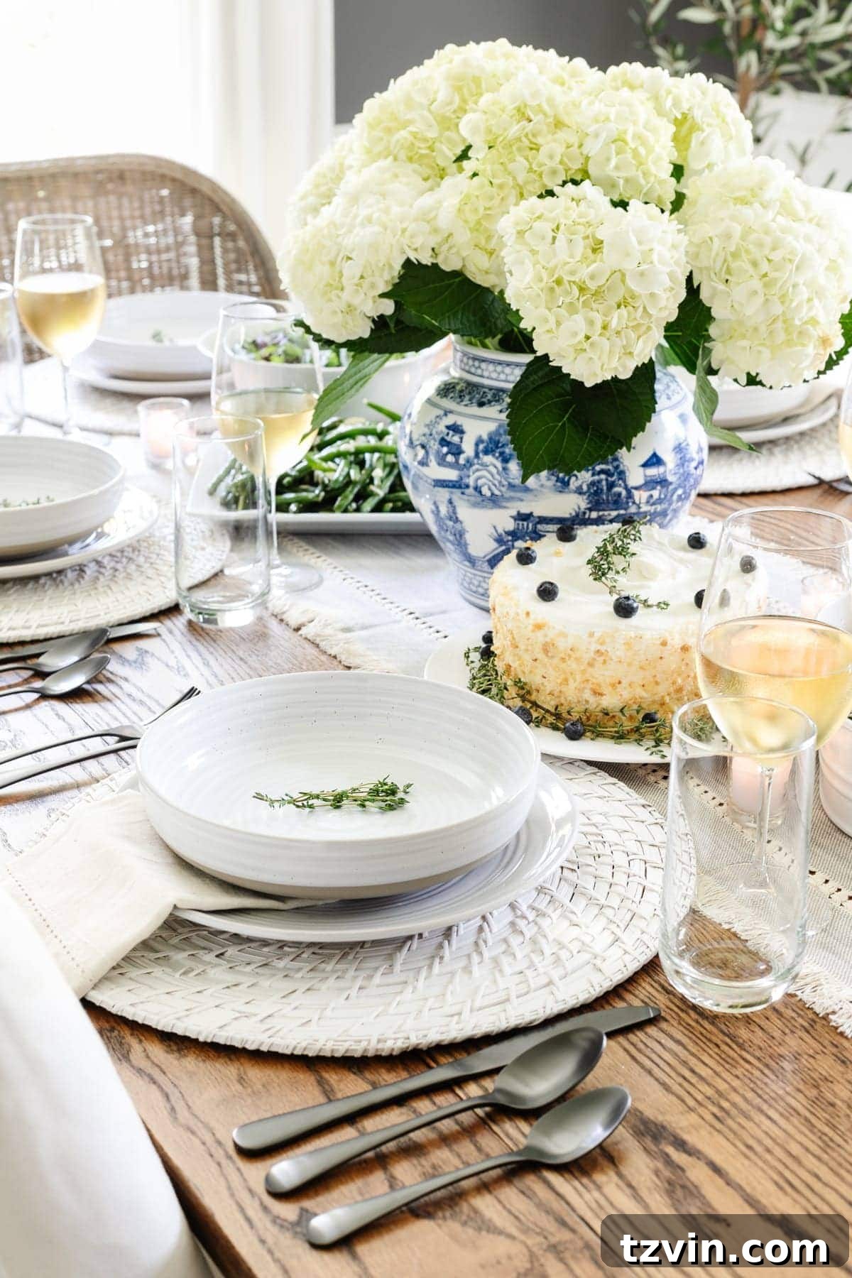 modern traditional table decor with Chinoiserie vase