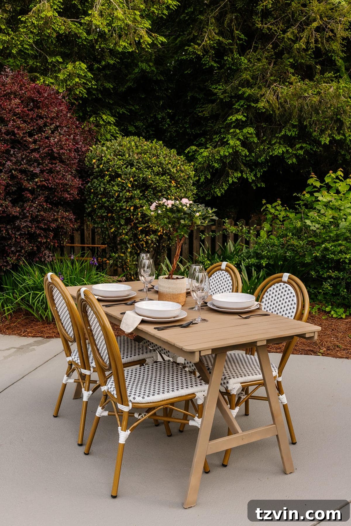 Craft Your Own Driftwood Style Outdoor Dining Table 12 Transformed IKEA outdoor dining table with faux driftwood finish