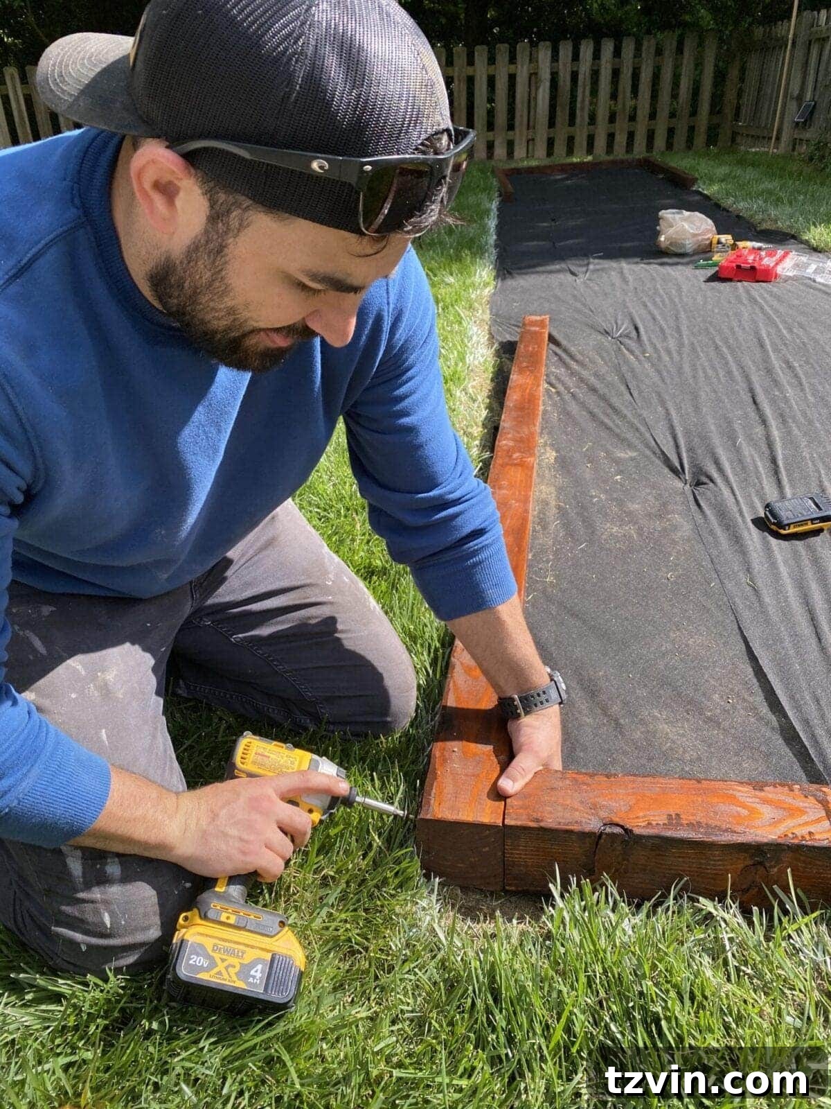 building the base wood frame box for bocce court