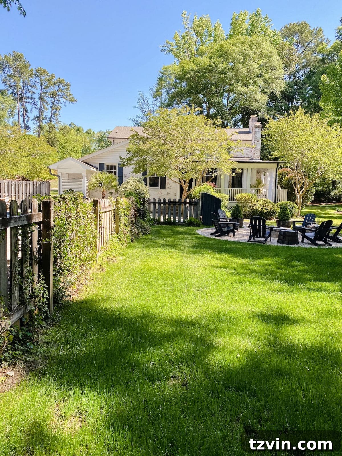 backyard before bocce court construction
