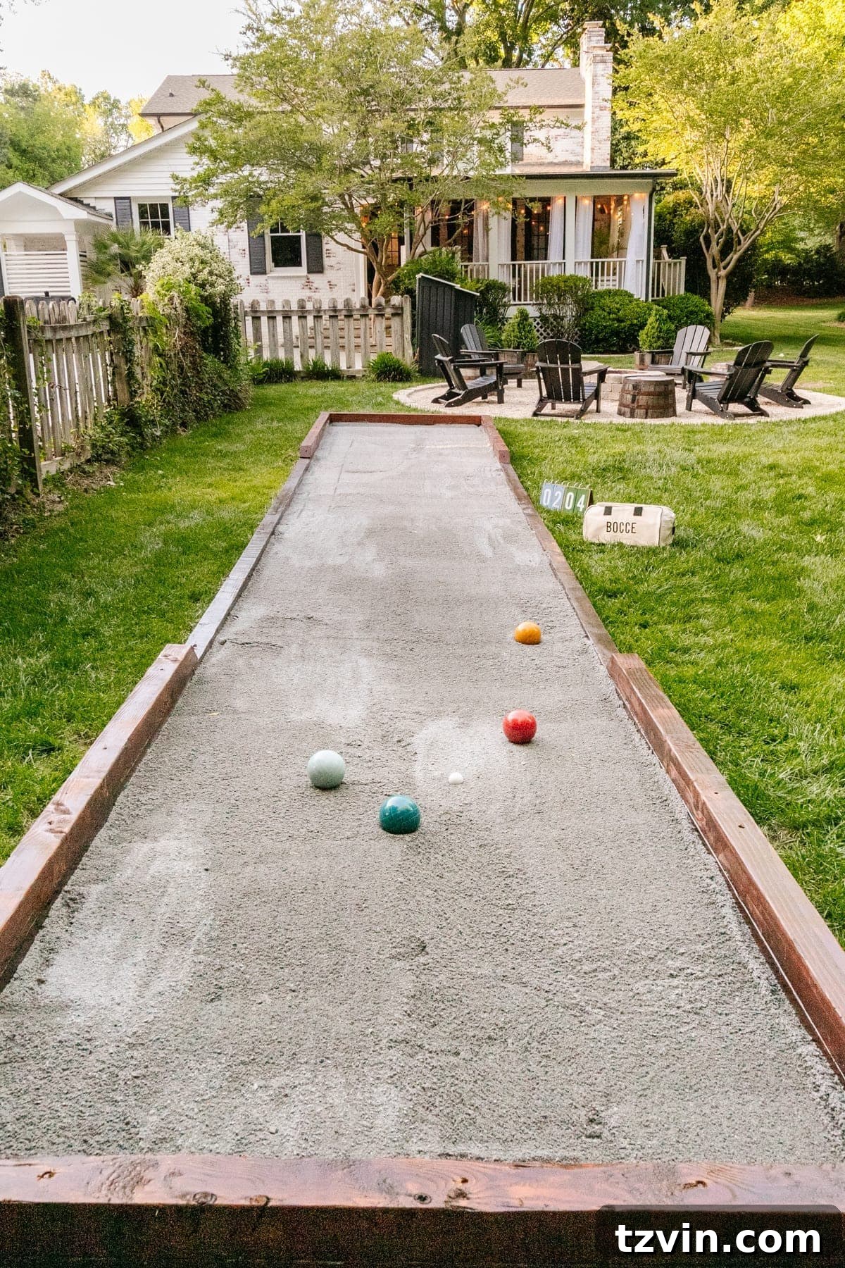 diy bocce ball court completed project