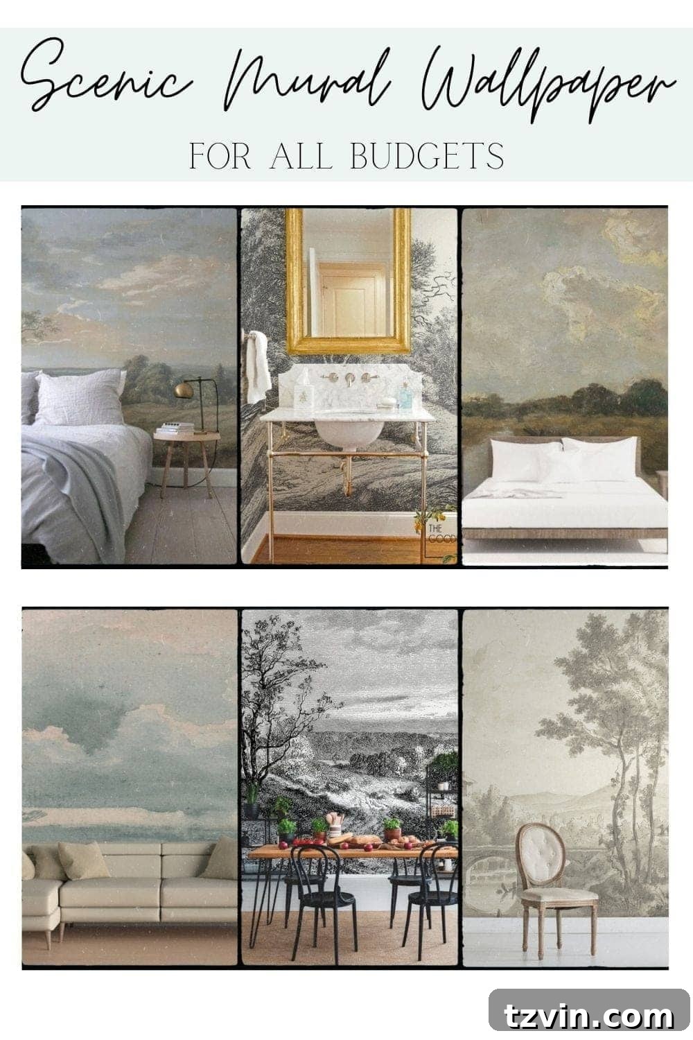 Timeless Scenic Wall Murals for Elegant Interiors 5 A beautiful example of peel and stick scenic mural wallpaper, showcasing intricate details and a refined aesthetic.
