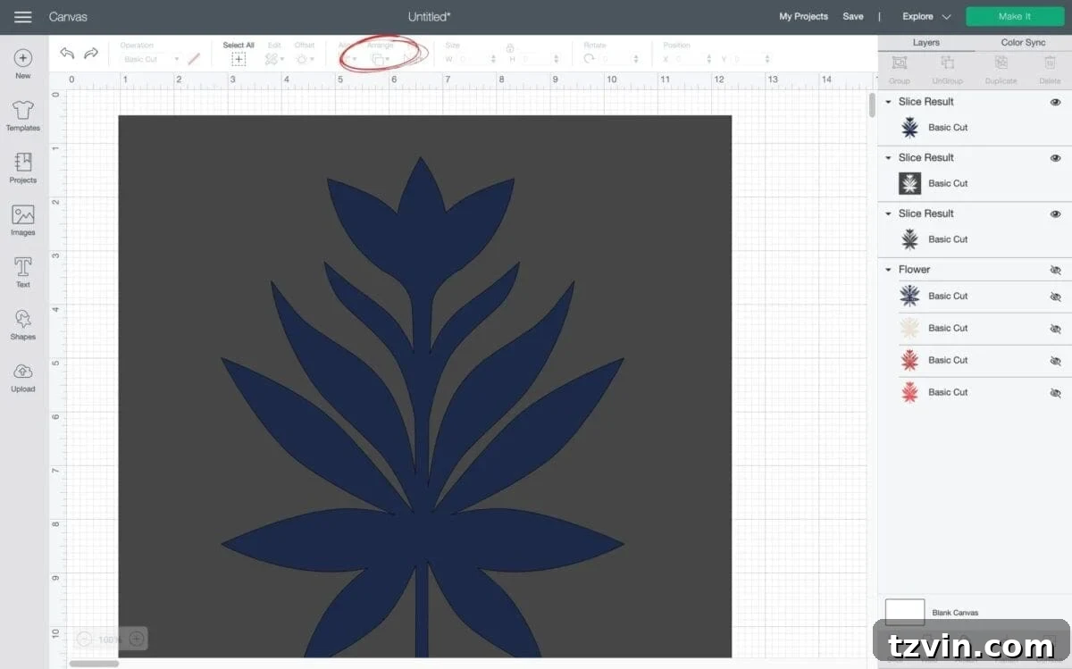 Arranging the flower and square for stencil creation