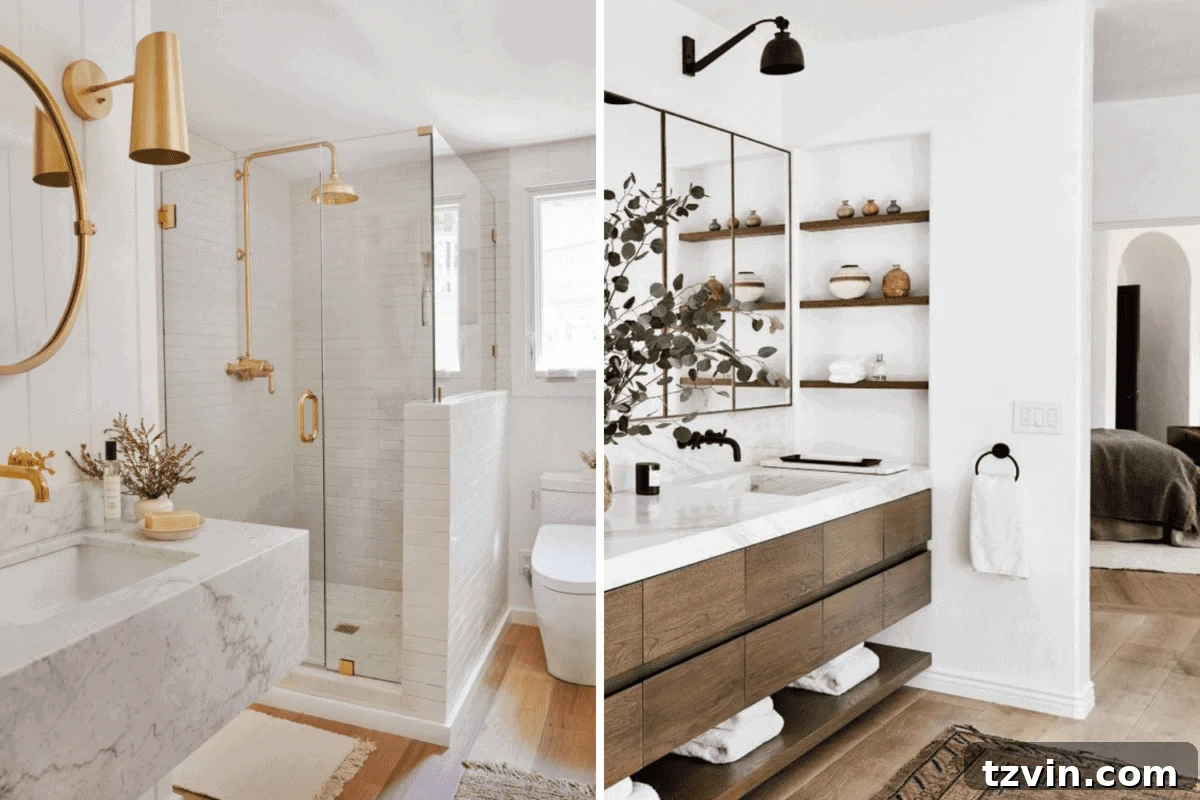 Best Bathroom Designs: A Poll of 10,000 11 Brass Fixtures vs. Black Fixtures Bathroom Design