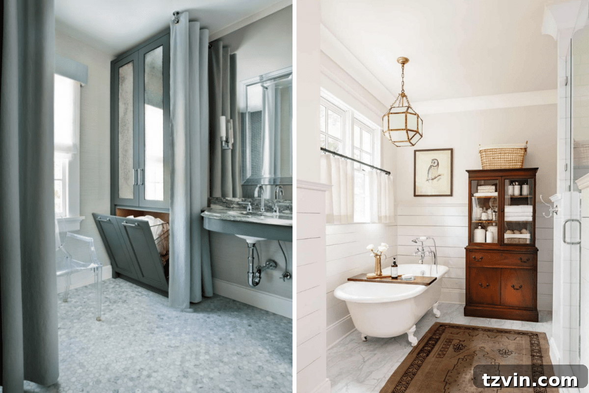 Best Bathroom Designs: A Poll of 10,000 12 Built-In Linen Cabinet vs. Freestanding Vintage Cabinet Bathroom Design