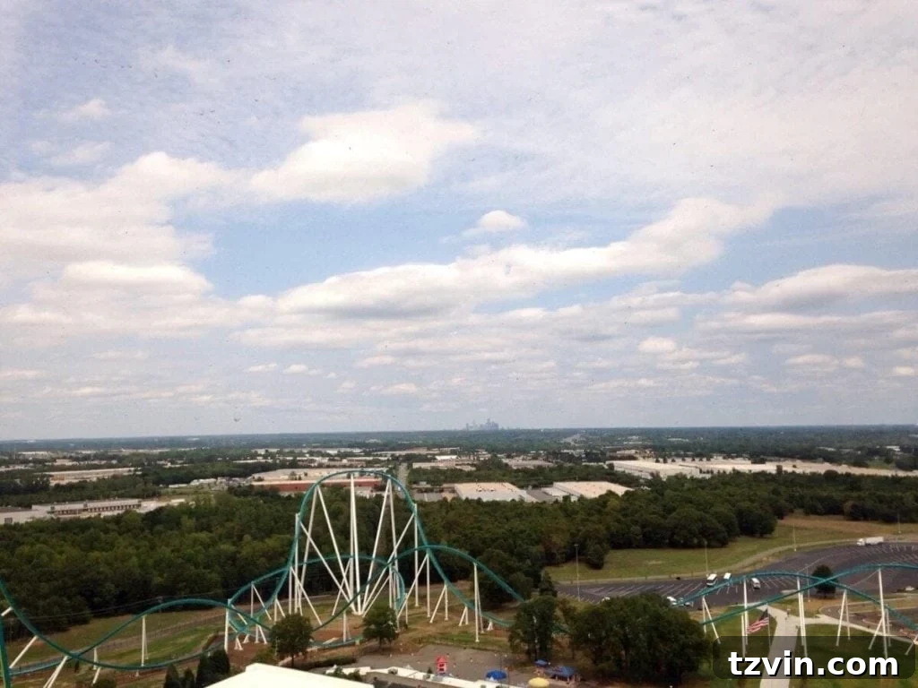 A thrilling roller coaster at Carowinds Amusement Park in Charlotte, NC.