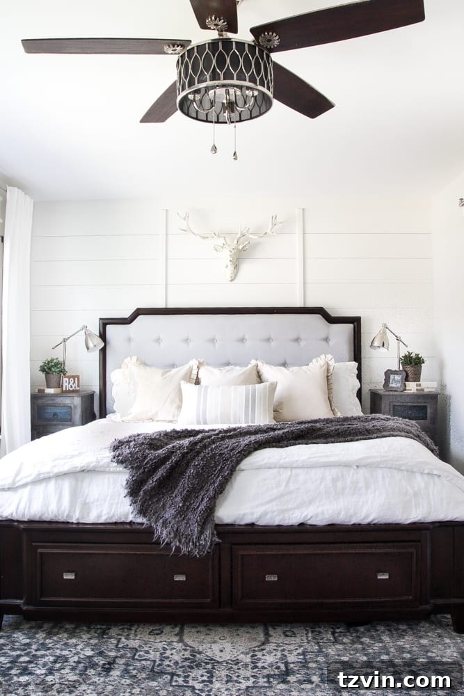 planked board and batten focal wall in a bedroom wall molding