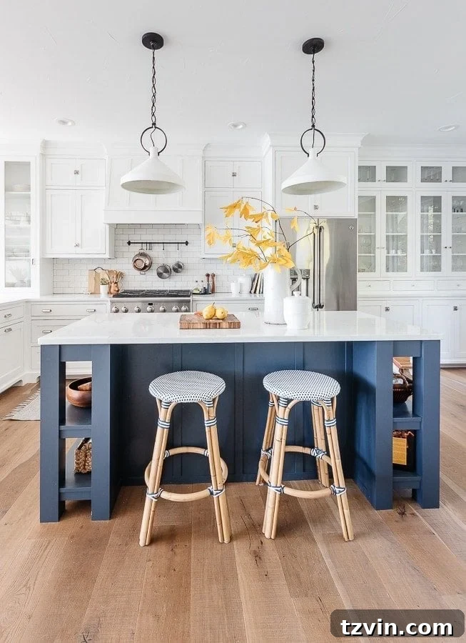 Expert-Endorsed Navy Blue Paint Shades 6 Benjamin Moore Blue Note - Lilypad Cottage - dark blue paint on a kitchen island