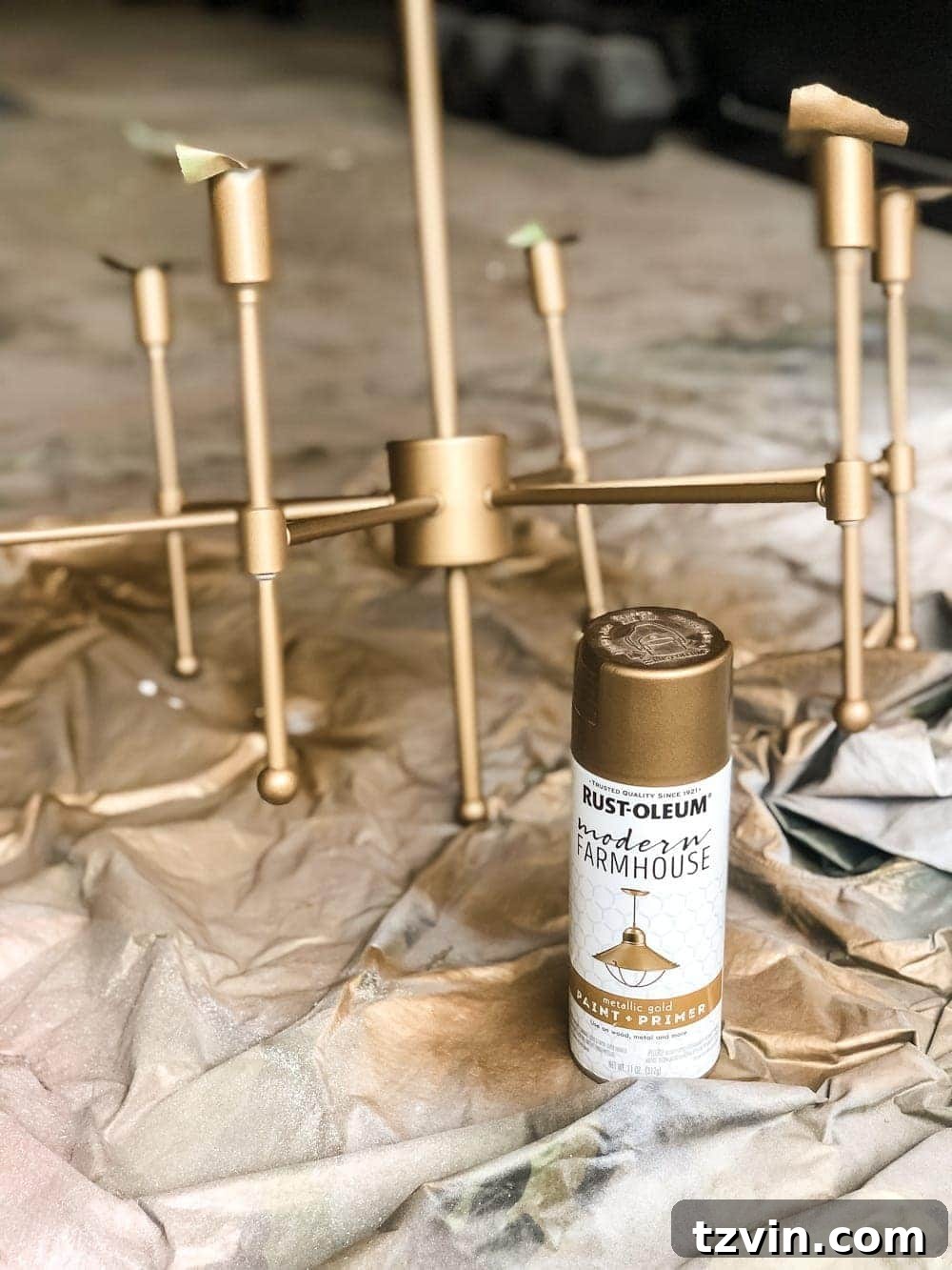 Chandelier before its brass spray paint makeover
