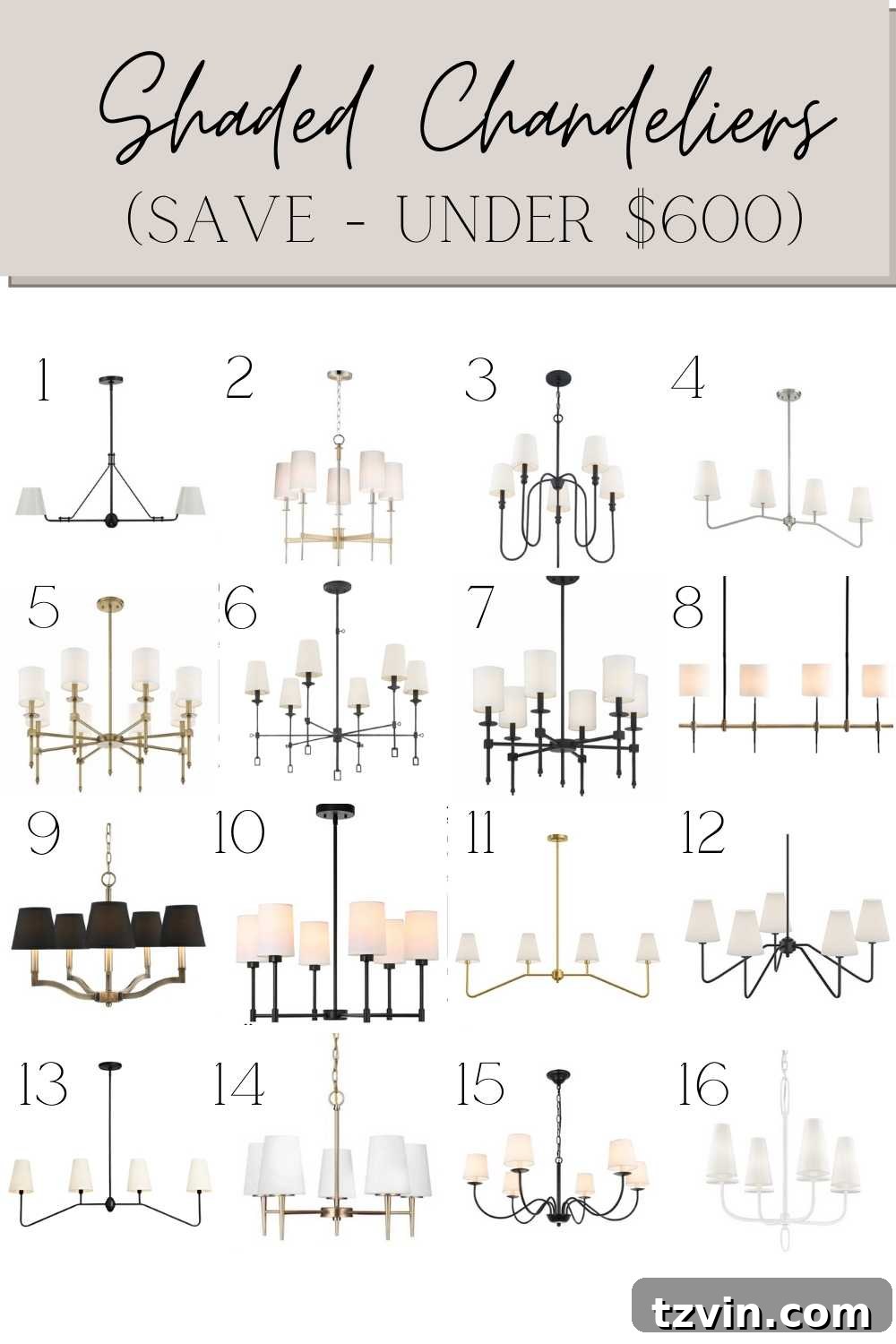 Selection of shaded chandeliers under $600