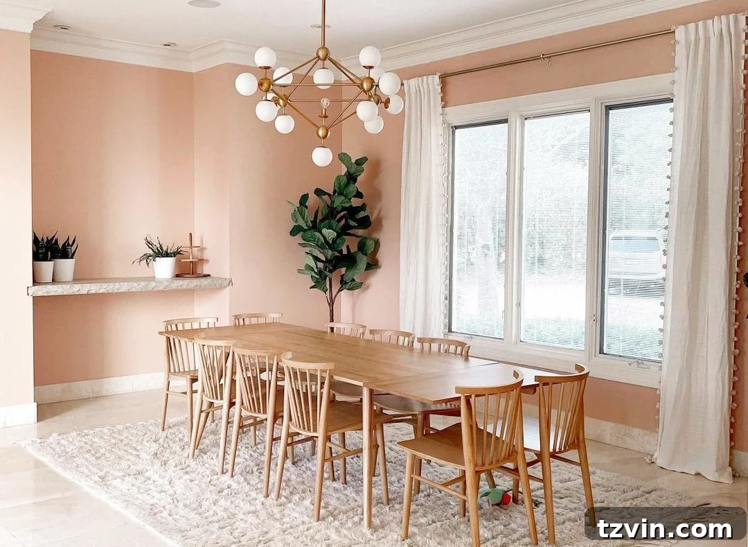 Clare Meet Cute - pink paint in a dining room, making a bold, playful statement