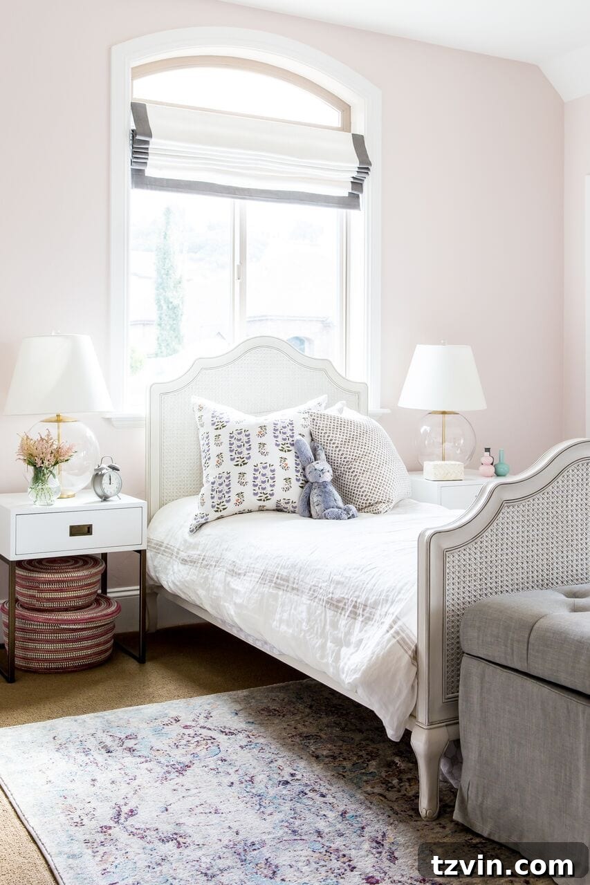Benjamin Moore Melted Ice Cream - little girl's bedroom with soft pink and creamy tones