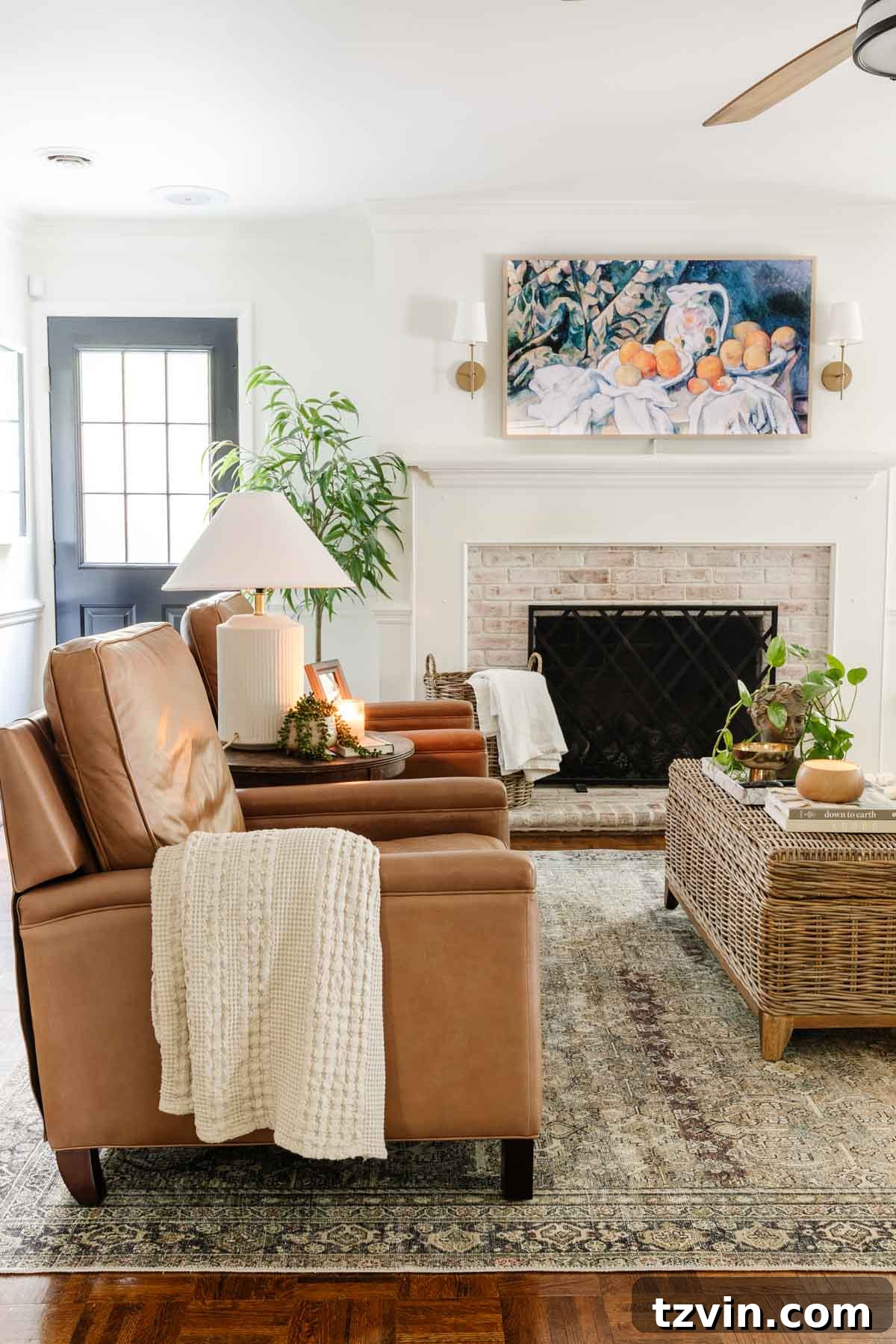 Pottery Barn Leather Recliner: Two Years Later, An Honest Appraisal 6 Close-up of a modern leather recliner in a stylish living room, highlighting its clean lines and texture.