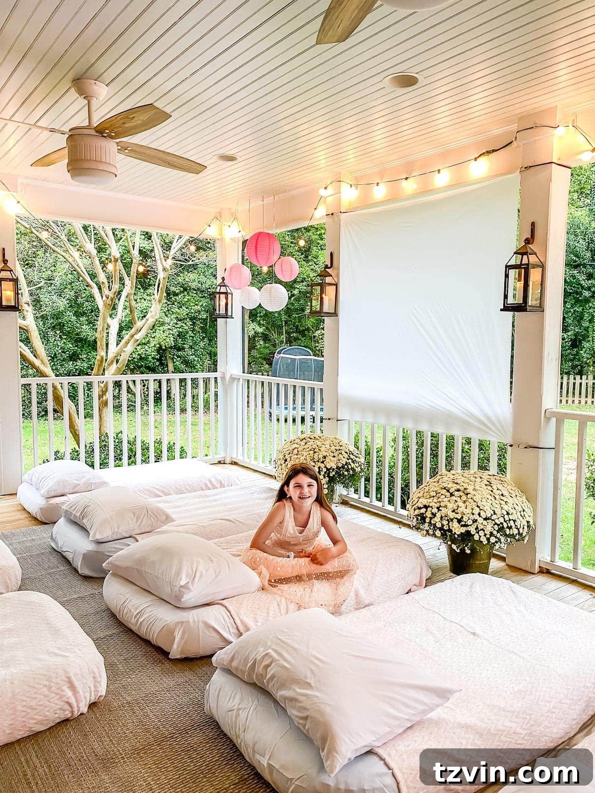 Backyard Blockbuster: Epic Movie Nights Without Breaking the Bank 14 birthday slumber party outdoor movie night on a back porch
