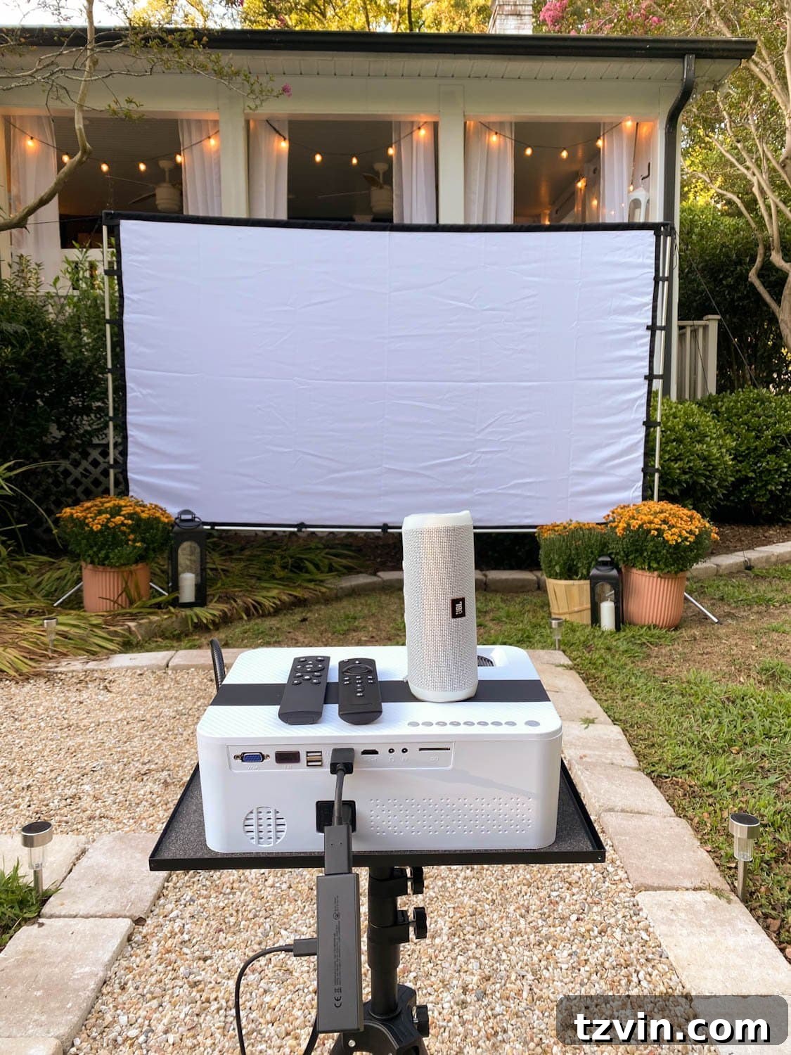 Backyard Blockbuster: Epic Movie Nights Without Breaking the Bank 3 How to set up a backyard movie night with recommended projector, outdoor projector screen, movie streaming device, and bluetooth speaker
