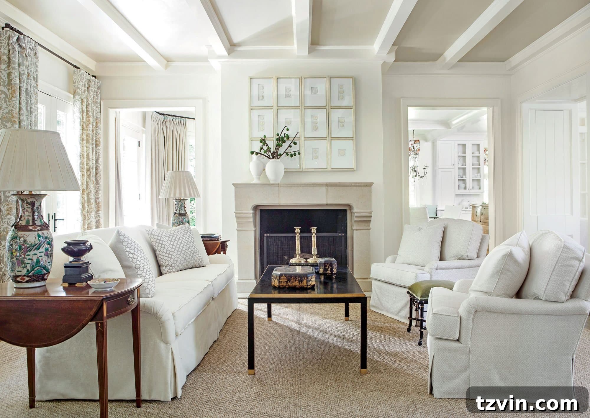 Designers' Go-To Off-White Paint Shades 8 Benjamin Moore Linen White enhancing a warm interior
