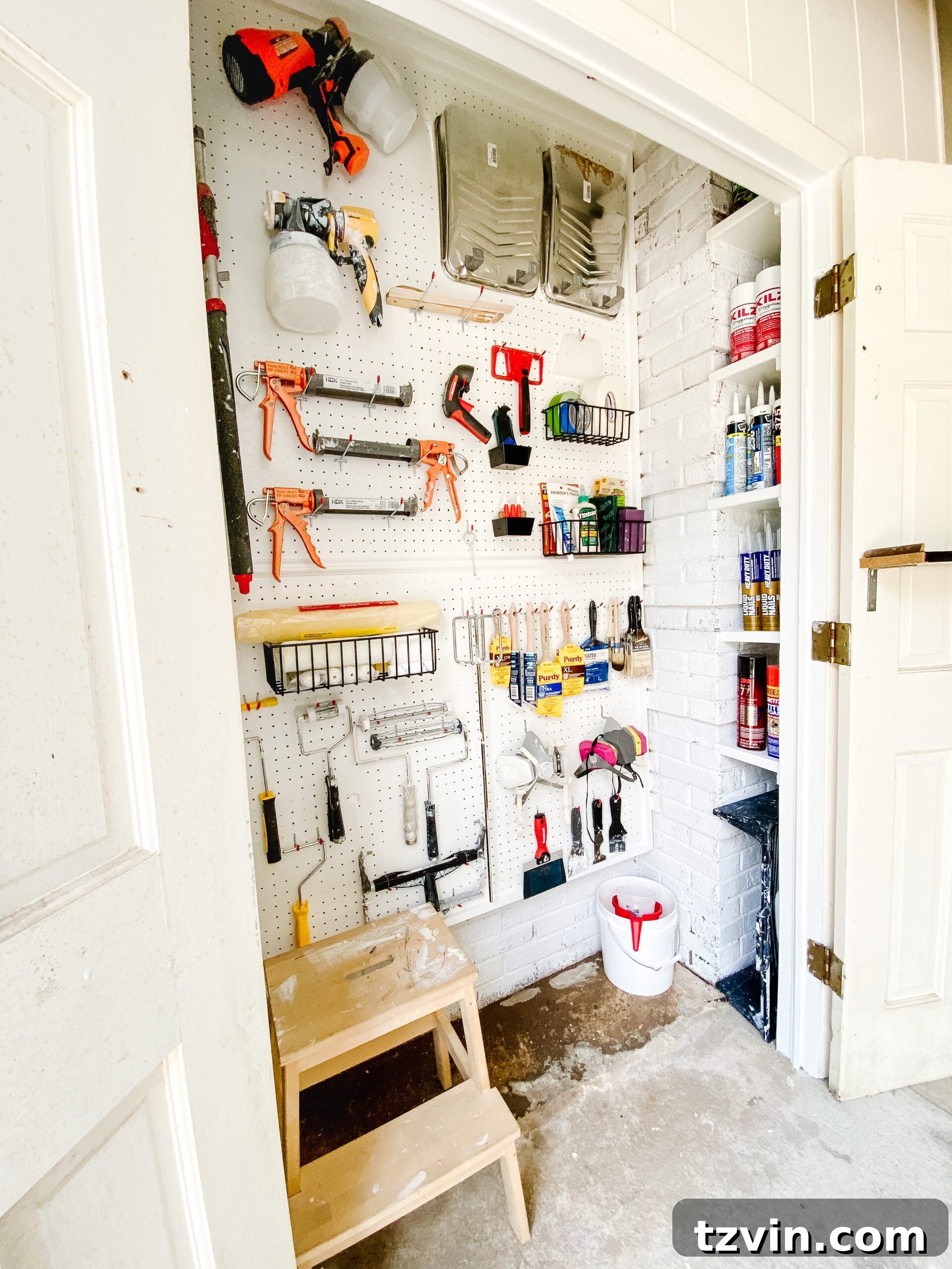 Paint Storage Perfection: Closet Organization Hacks 8 pegboard organizer paint supplies