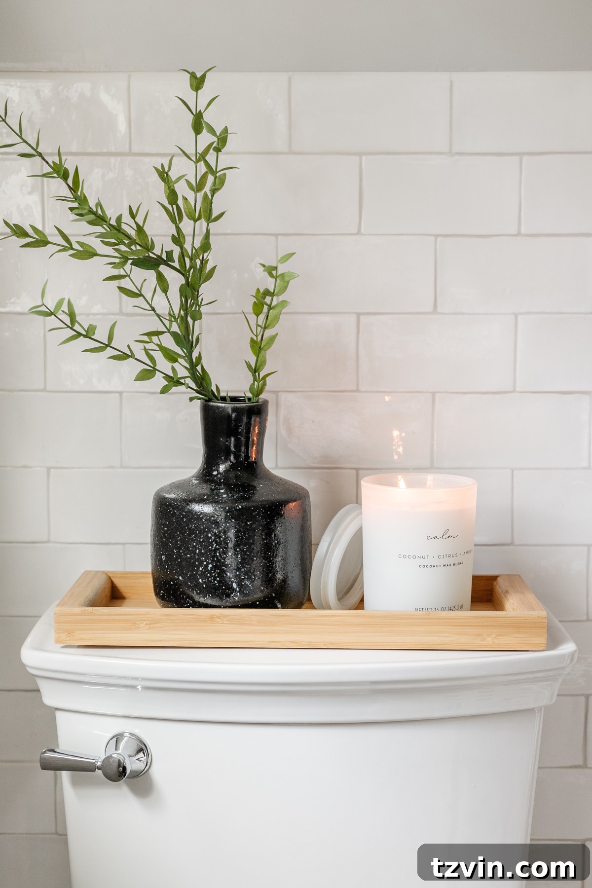 Monochrome Bathroom Makeover for Timeless Style 12 toilet tank decor