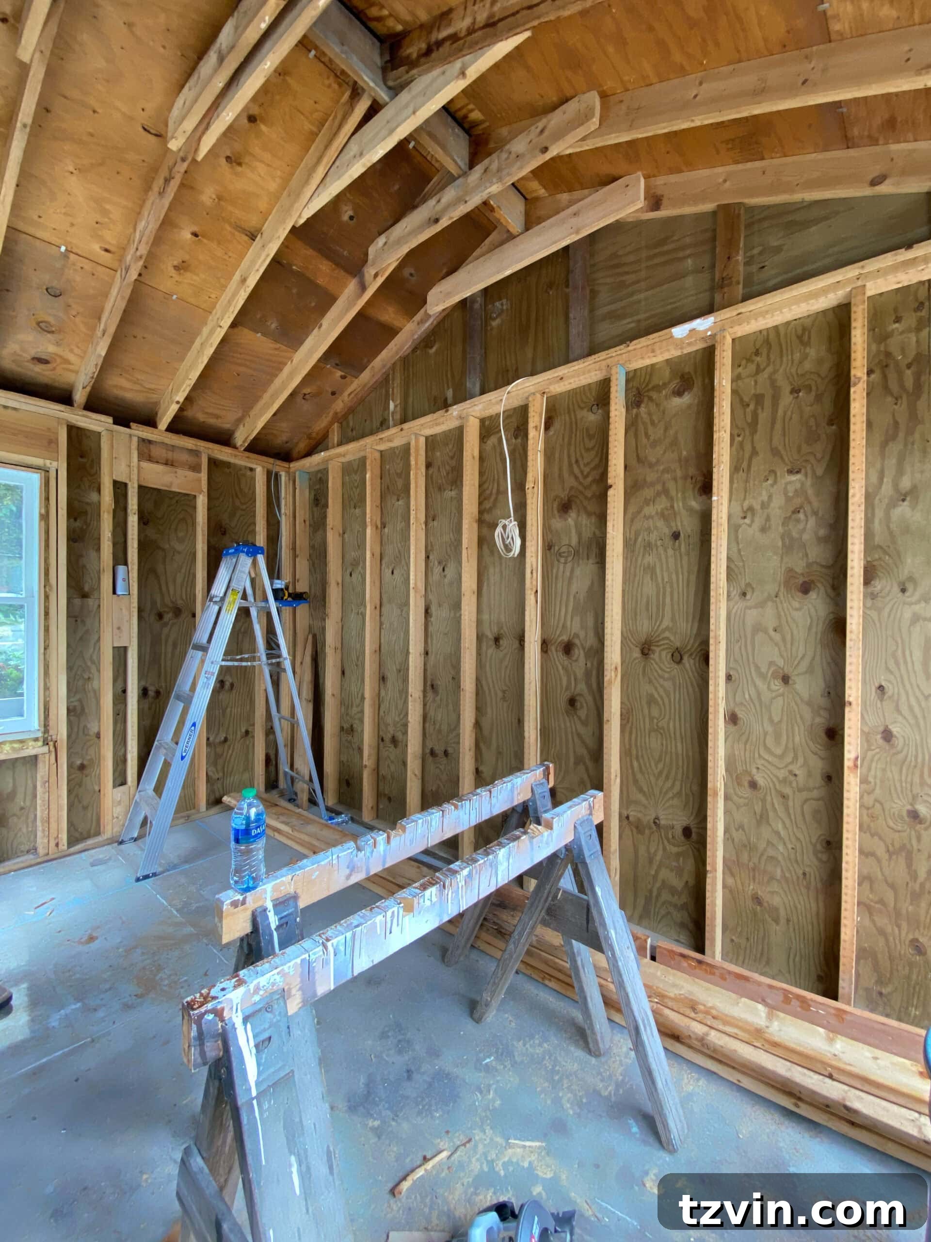 Home Gym Design and Workout Shed Progress 4 Home gym workout shed interior after ceiling raised