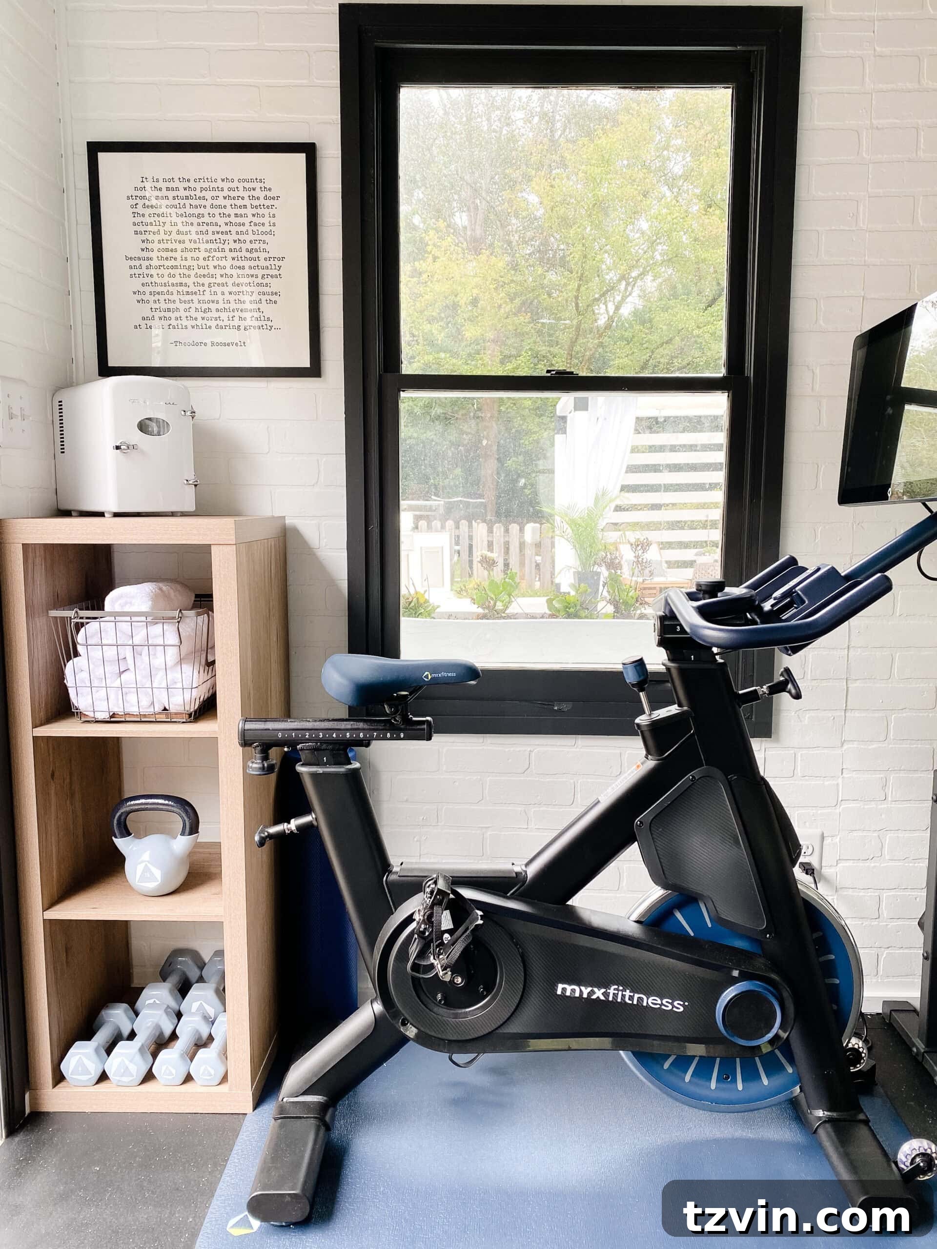 Shed Smart: Budget Home Gym Builds 8 home gym shelves for storing mini fridge, hand weights, and gym towels