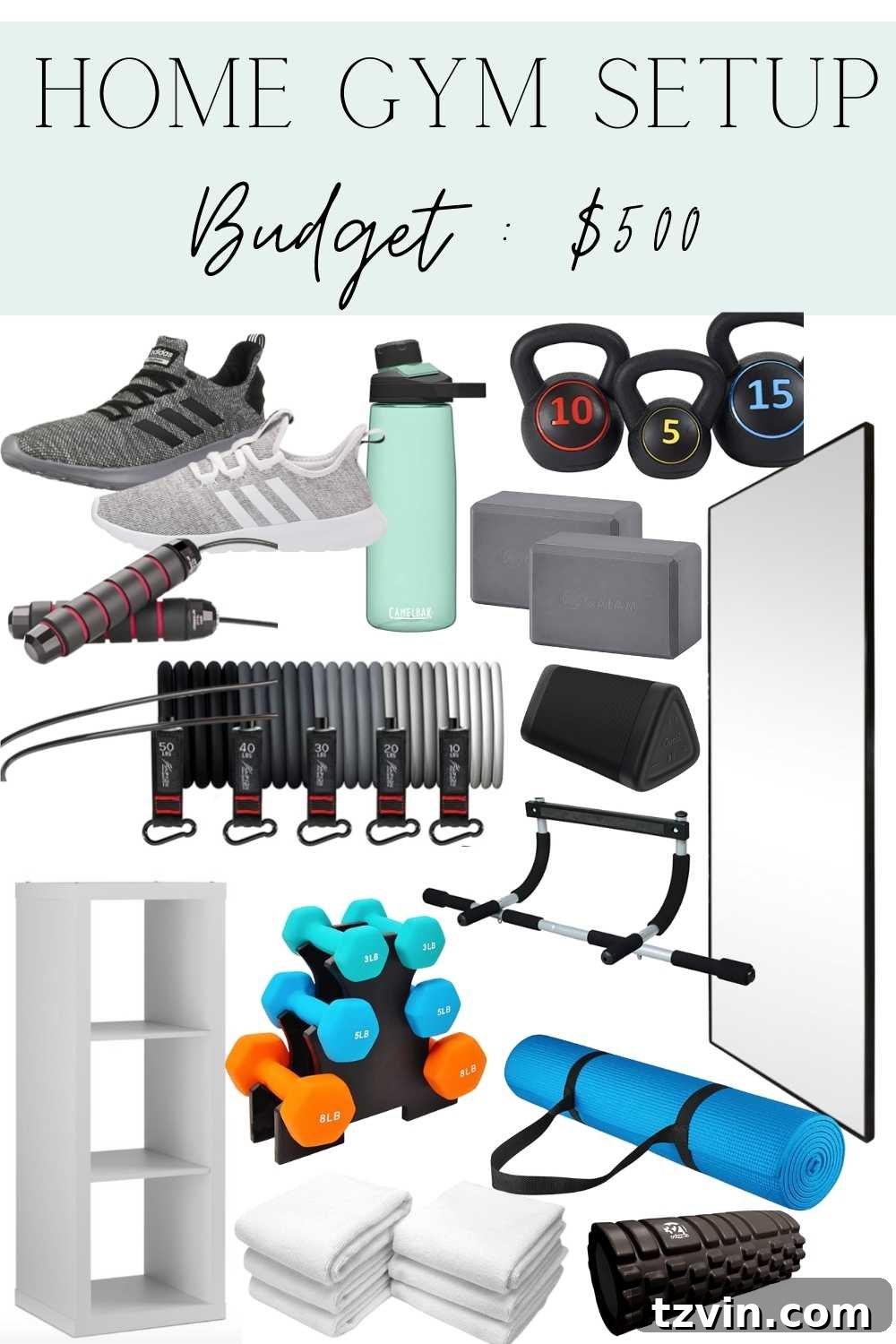 Grow Your Home Gym: A Budget-Smart, Step-by-Step Blueprint 5 home gym equipment setup for $500, including hand weights, mirror, yoga mat, and pull-up bar