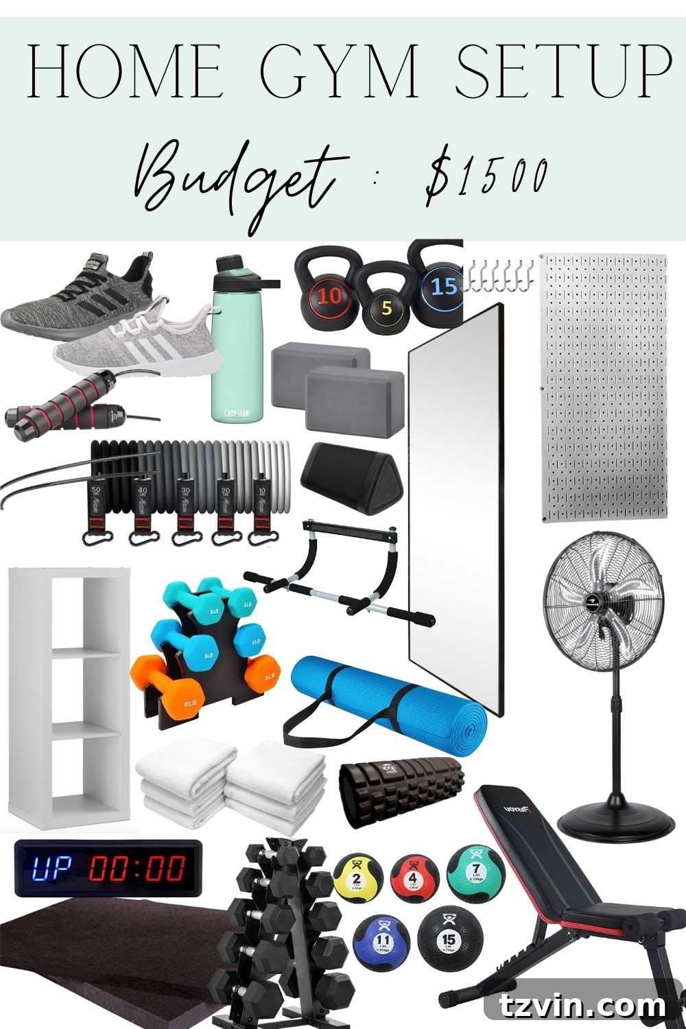 Grow Your Home Gym: A Budget-Smart, Step-by-Step Blueprint 6 home gym equipment setup for $1500, featuring a dumbbell set, weight bench, and gym floor mats