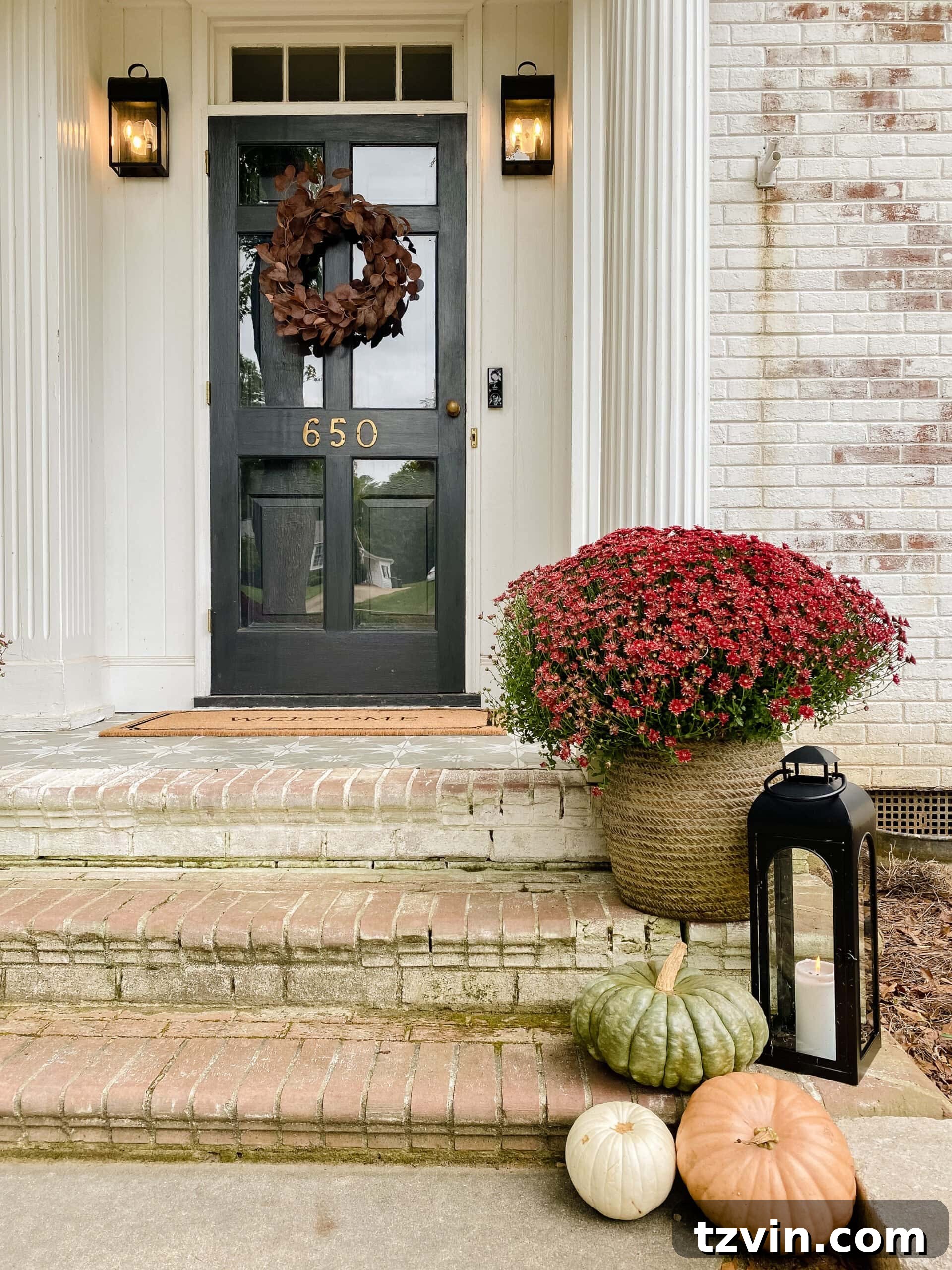 Stop Pumpkins from Rotting The 60 Second Solution 3 preserved pumpkins on a fall porch