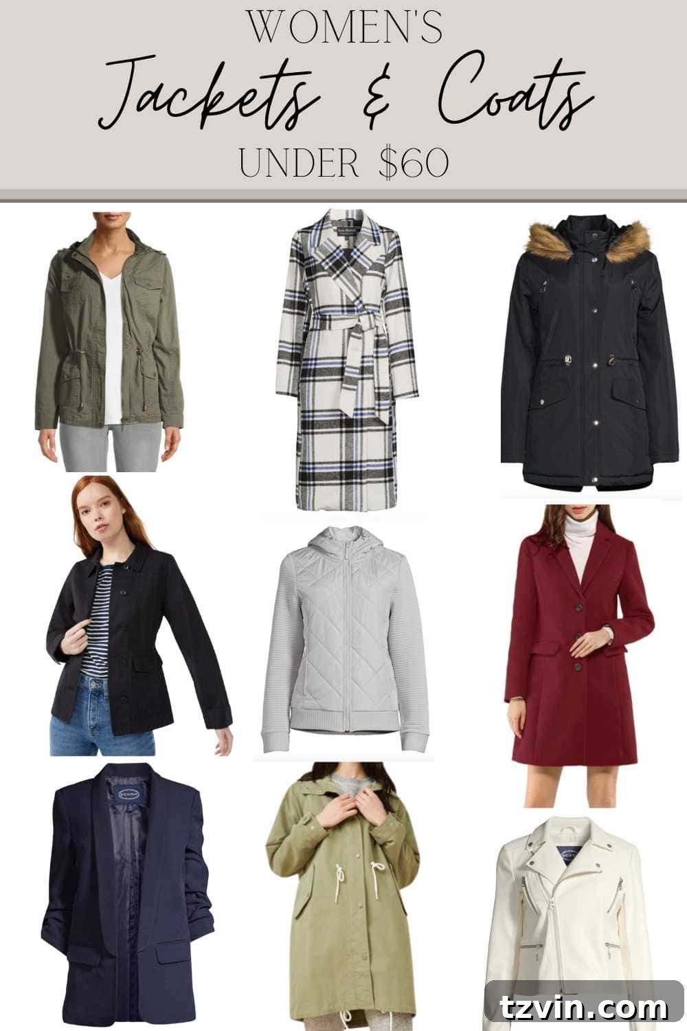 Affordable Autumn Style: Family Jackets & Coats Under $60 3 Collection of stylish women's fall jackets and coats from Walmart, all under $60.
