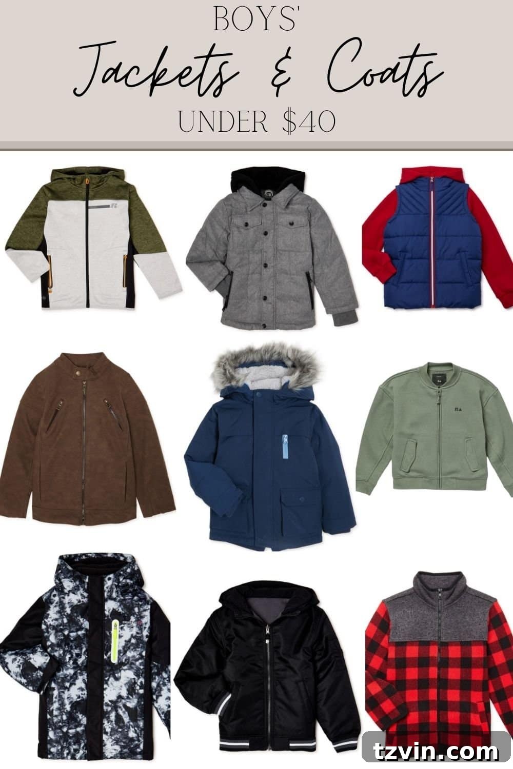 Affordable Autumn Style: Family Jackets & Coats Under $60 6 Collection of boys' fall jackets and coats from Walmart, all under $40.