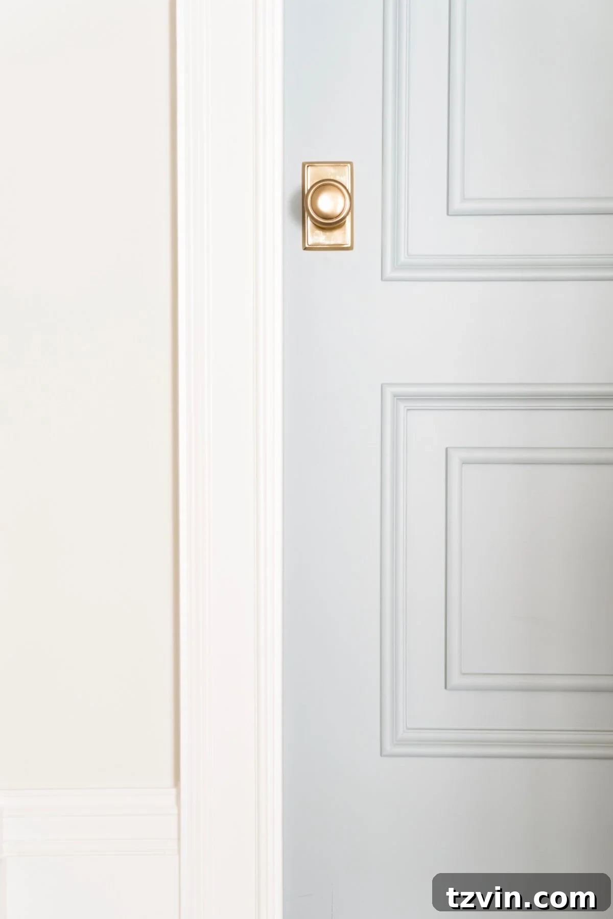 Discover Calm: Leading Blue Grey Paints for Tranquil Spaces 5 Benjamin Moore Boothbay Gray applied to trim and doors, highlighting its crisp blue-grey tone