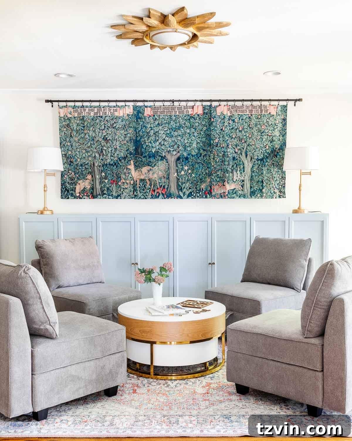 Spill-Proof Chic: 20 Must-Have Machine-Washable Rugs 7 A charming and inviting playroom interior featuring a blush-toned washable rug, adding a soft, warm, and feminine touch to the decor.