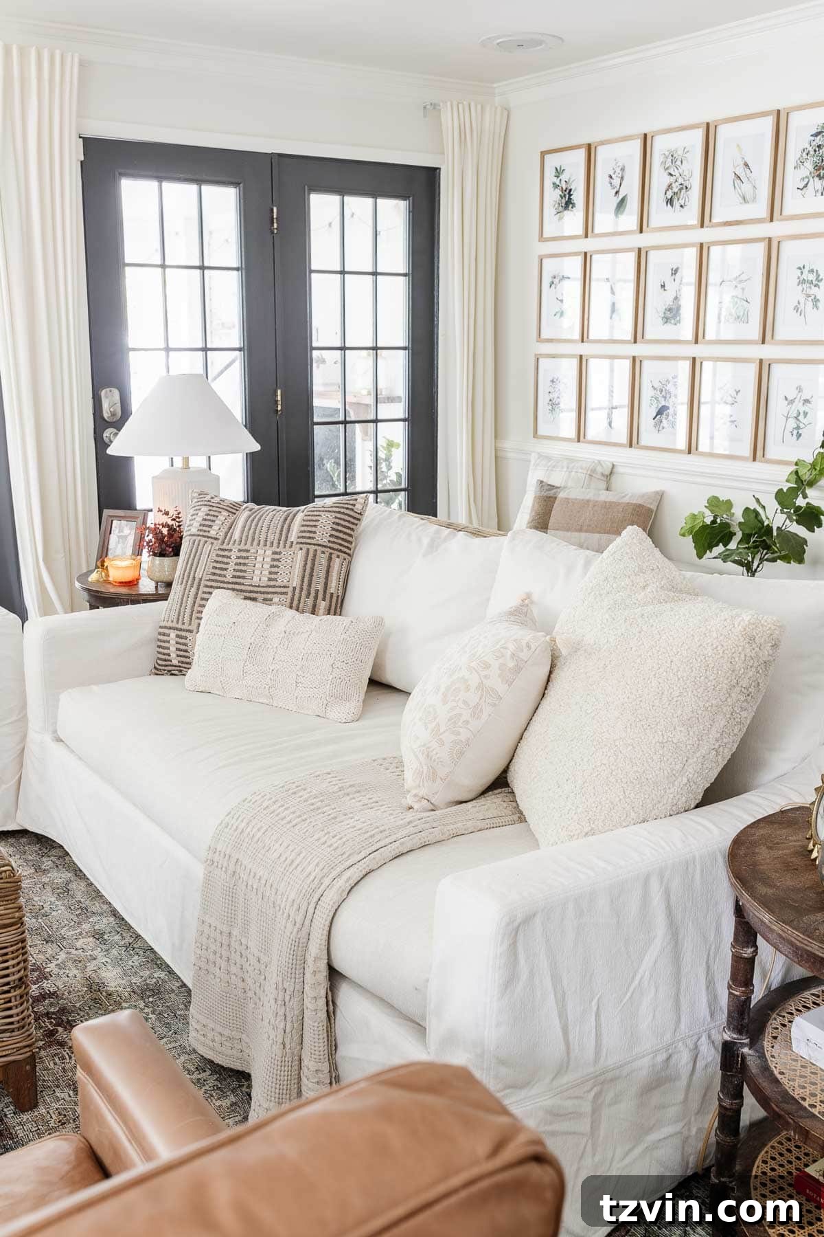 pottery barn white slipcovered sofa 