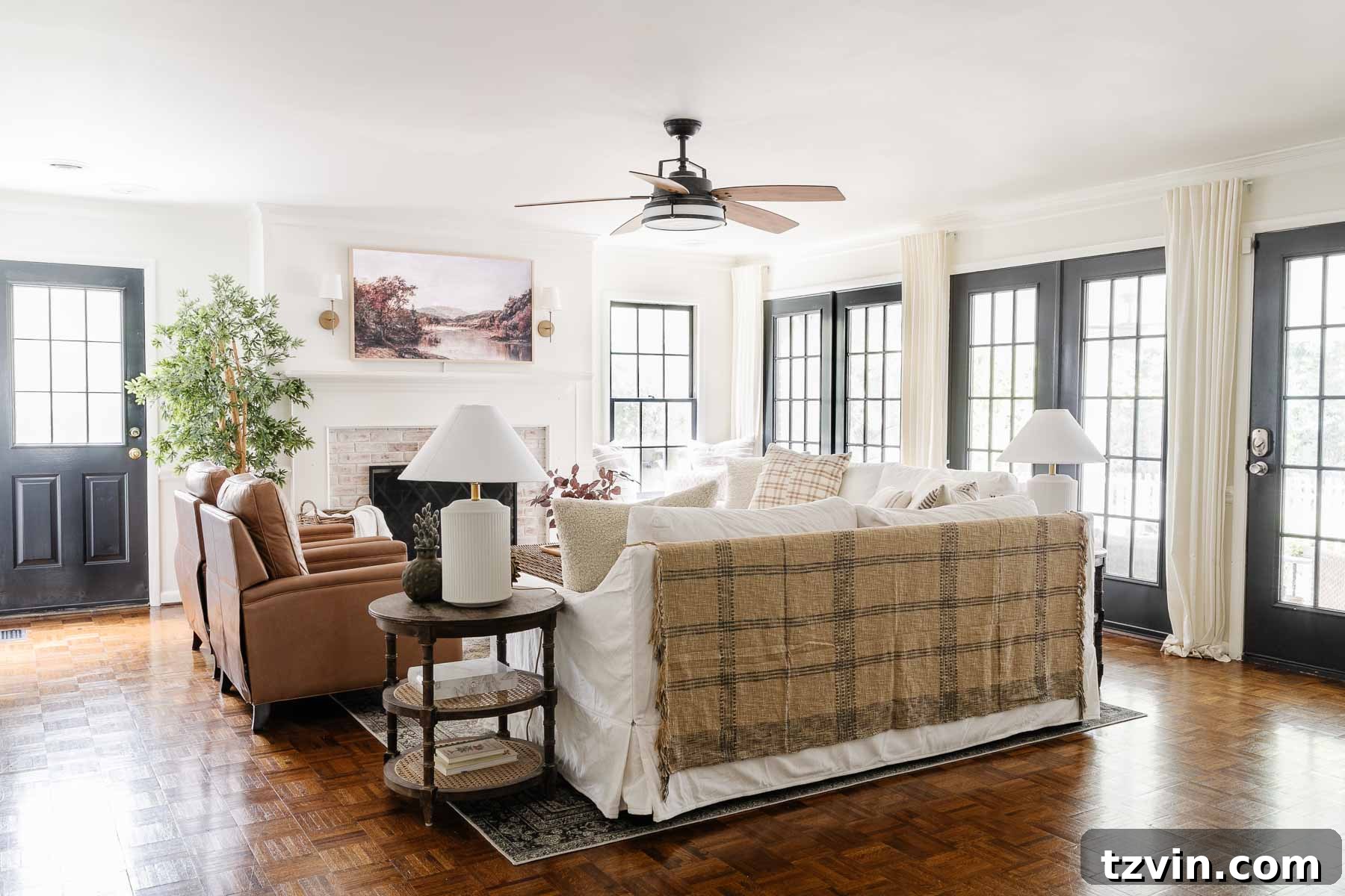cozy living room decorated for fall