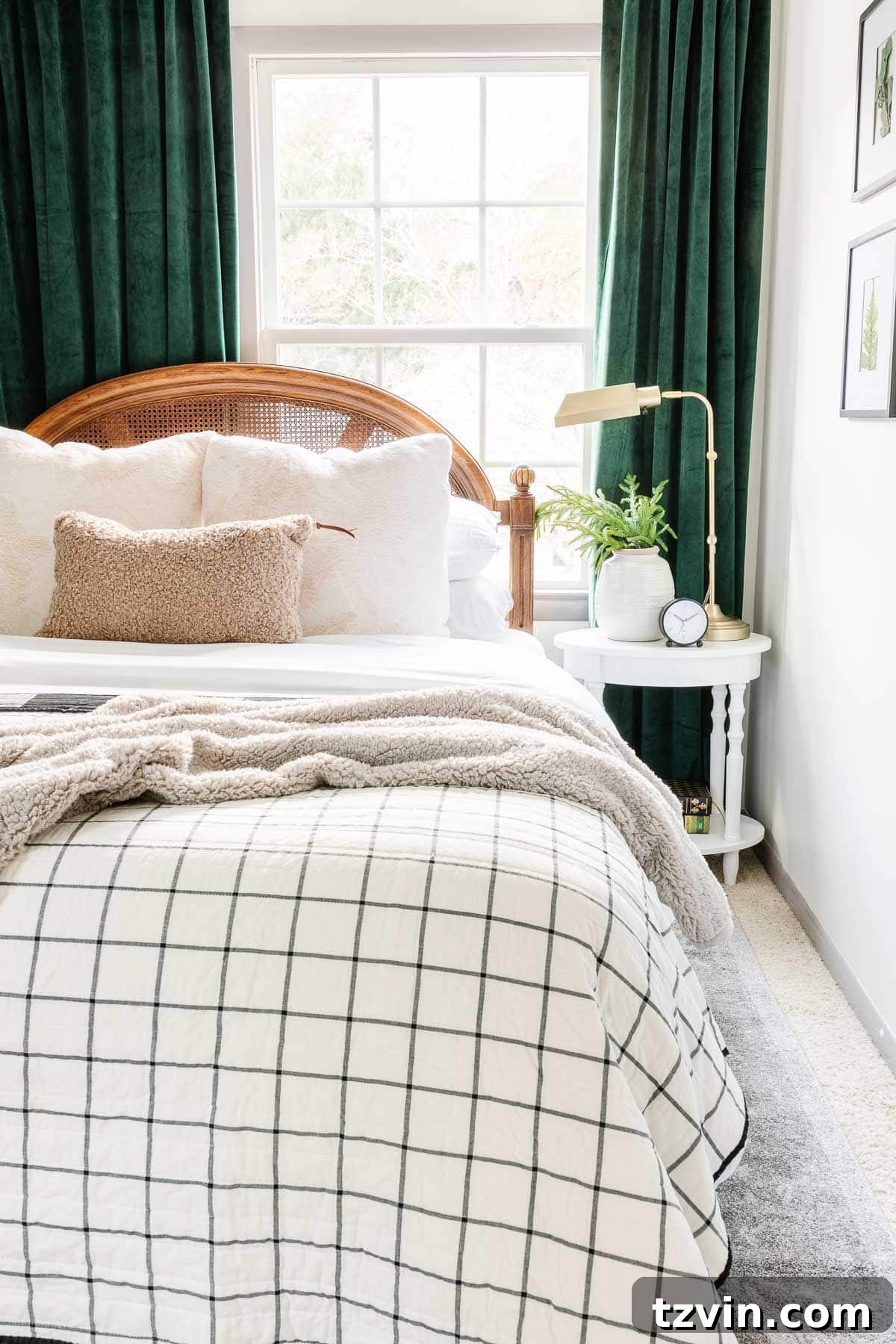 Cozy Christmas Bedding Bundles for Peaceful Slumber 10 Neutral Christmas bedding featuring a windowpane quilt and soft textures, creating an inviting and serene bedroom atmosphere.