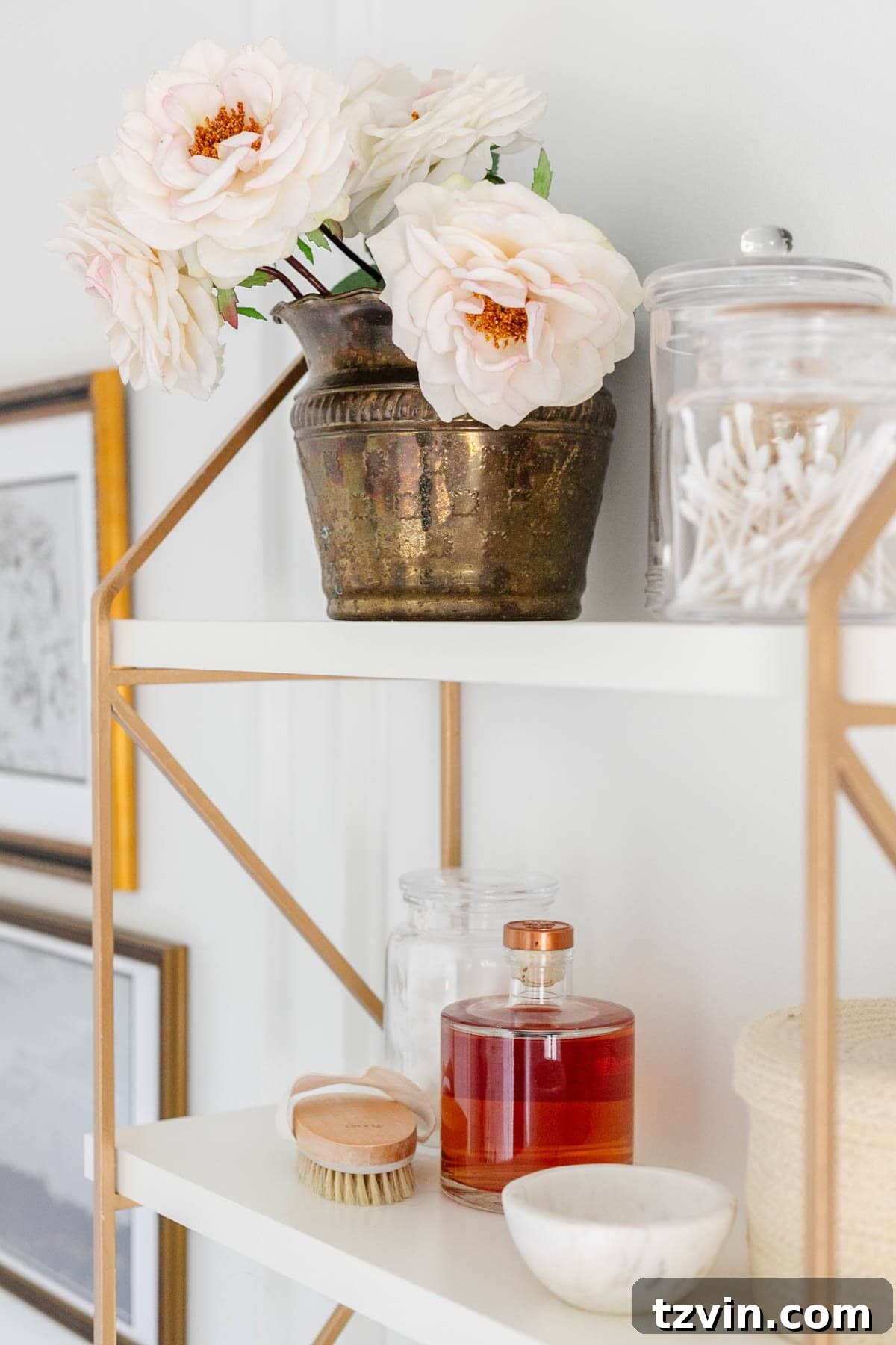 Step Inside Our Modern Vintage En Suite Bathroom Oasis 29 bathroom shelf decor