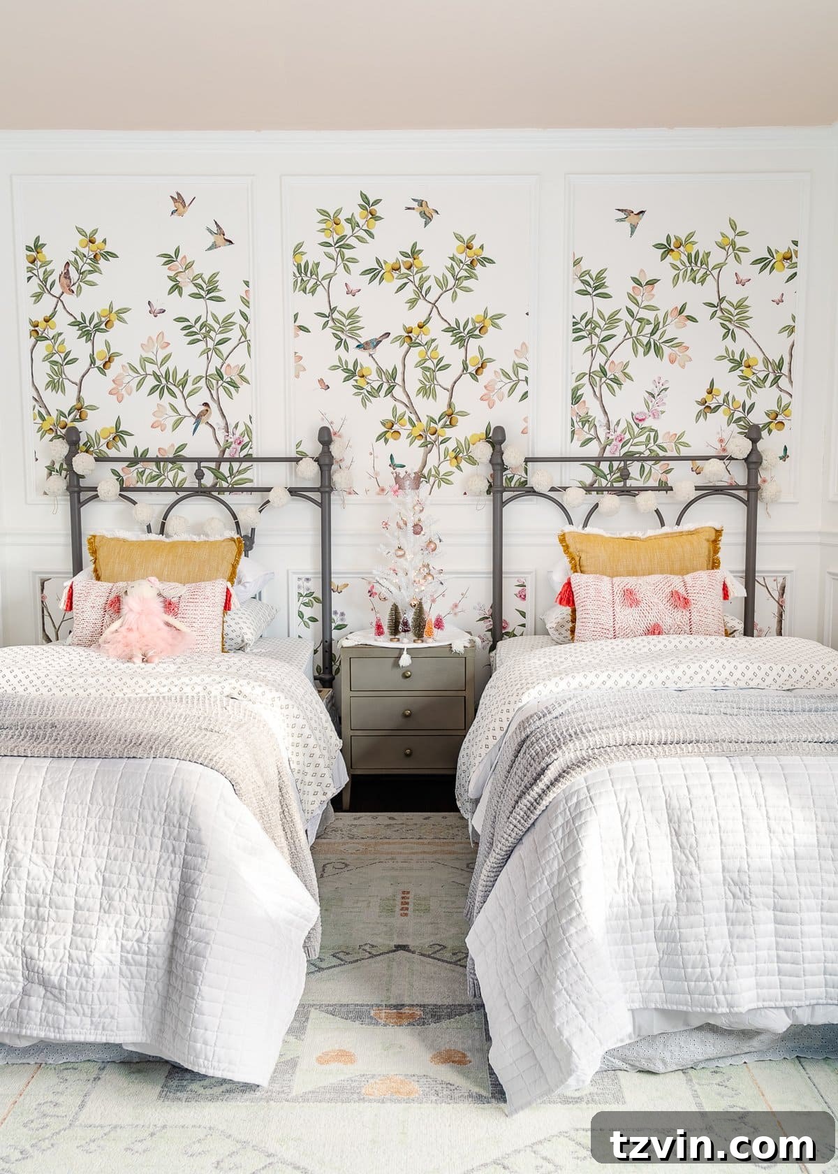 Colorful Christmas bedroom decor in a toddler's room