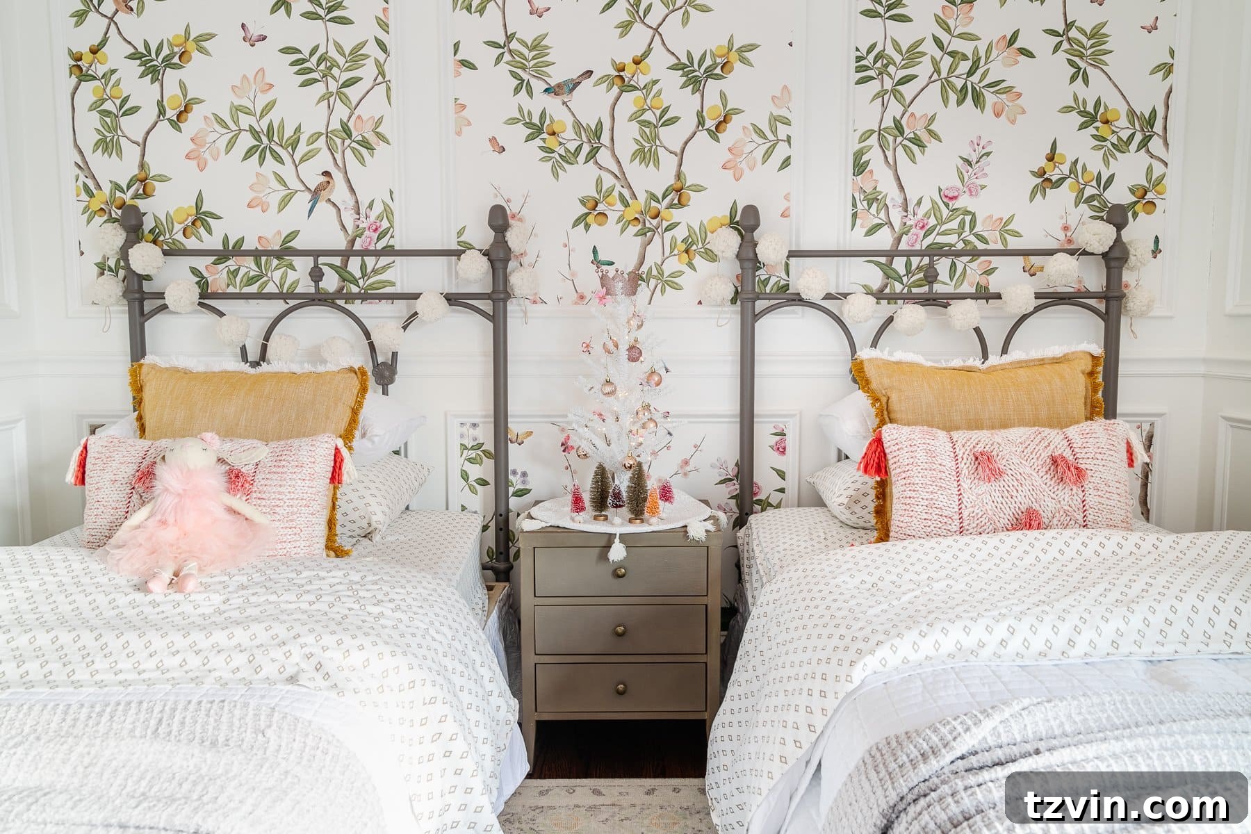 Colorful Christmas bedroom decor in a toddler room