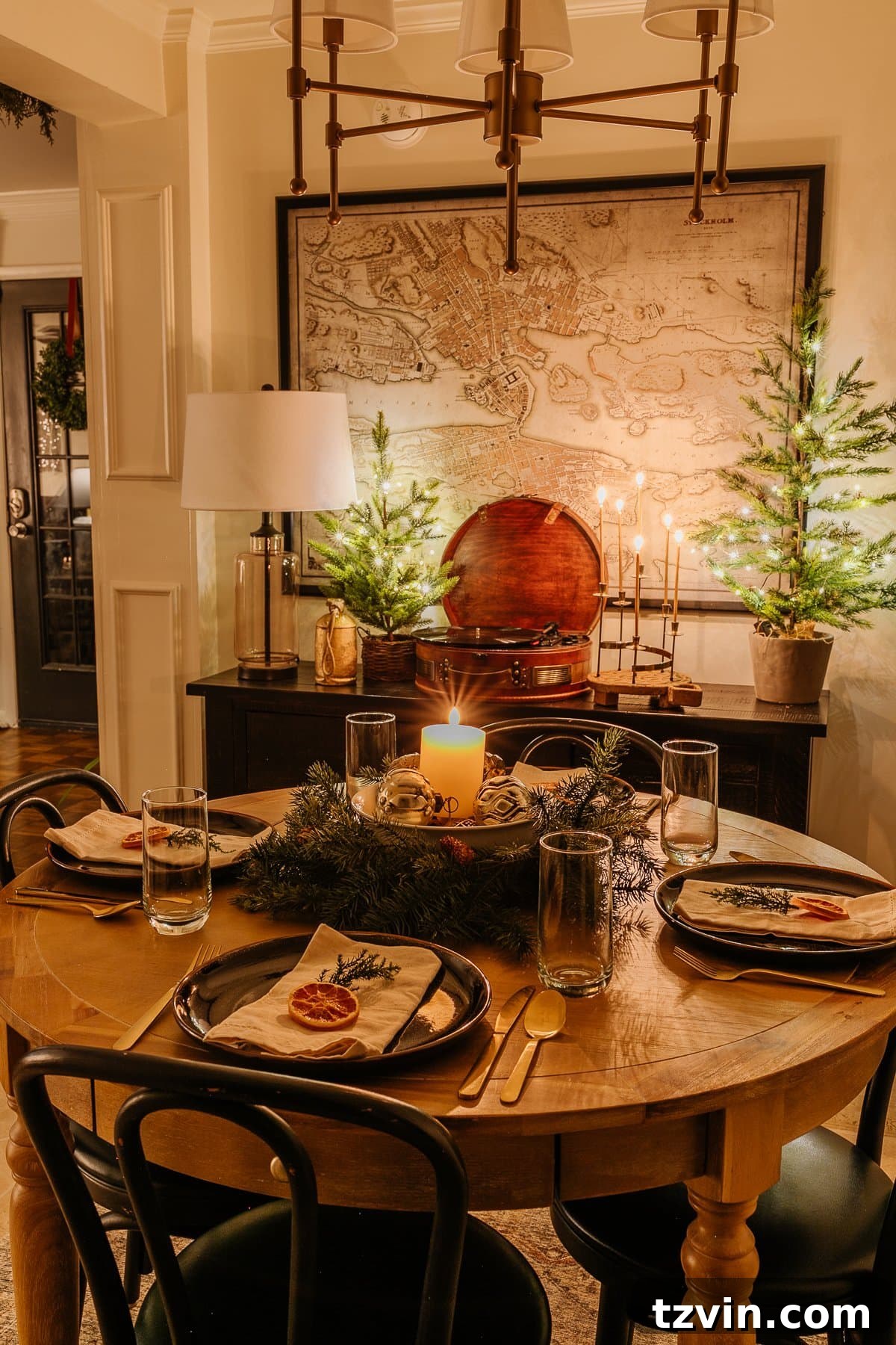 Holiday Glow Home Showcase 27 Festive Christmas breakfast nook table settings, creating an inviting and joyful space for holiday meals.