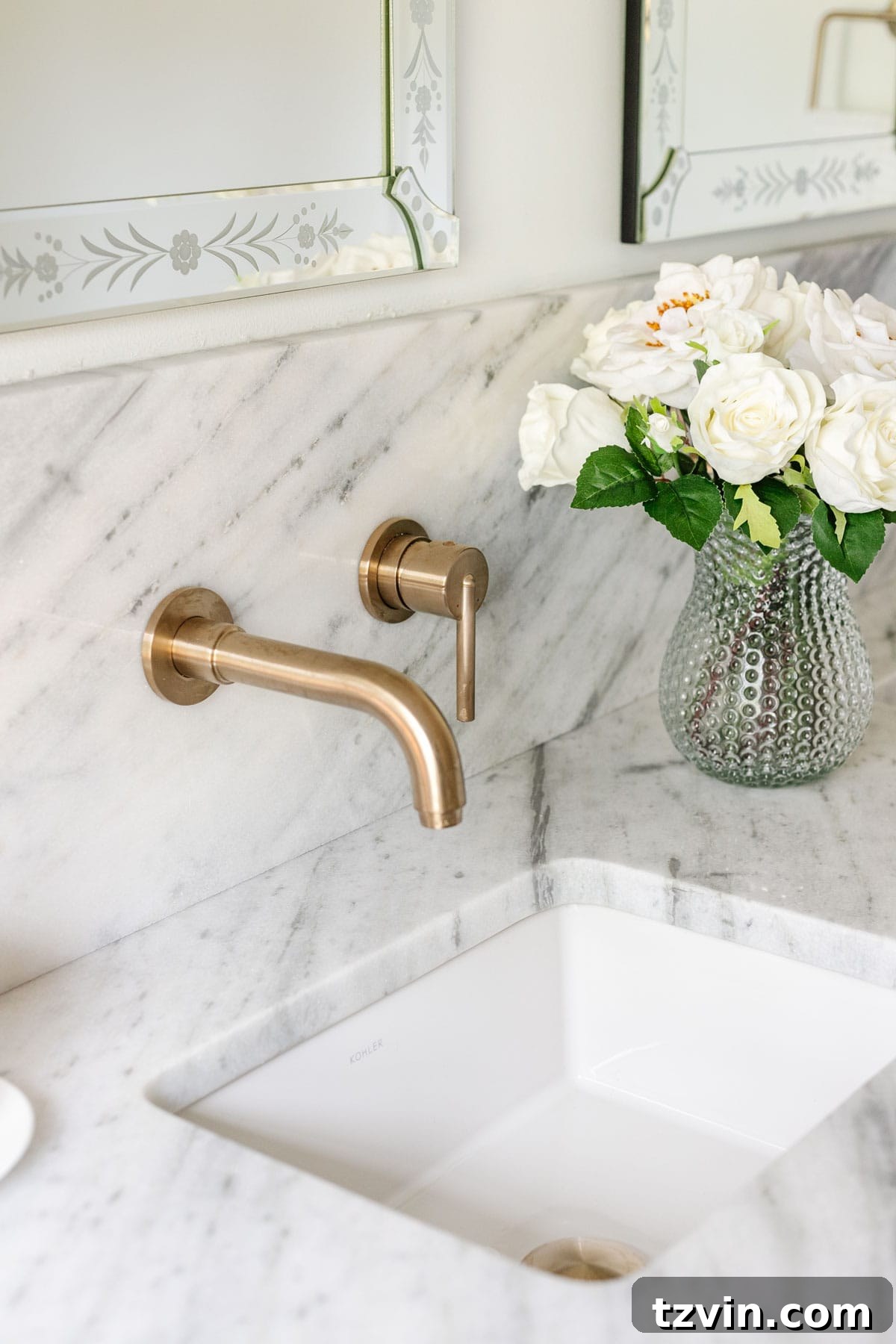 Modern Parisian bathroom remodel wall mounted faucet